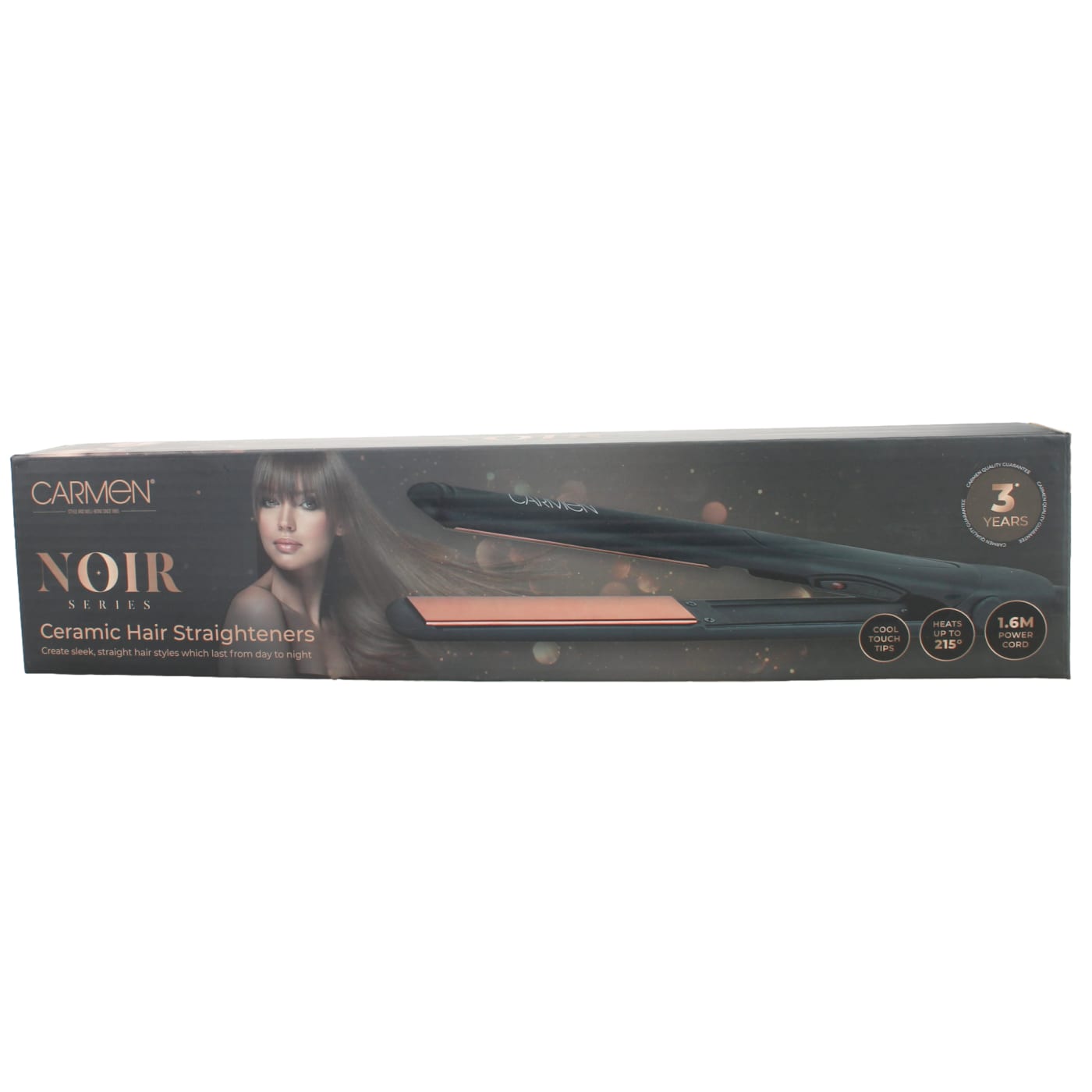 Carmen Noir Hair Straightener Black & Rose Gold