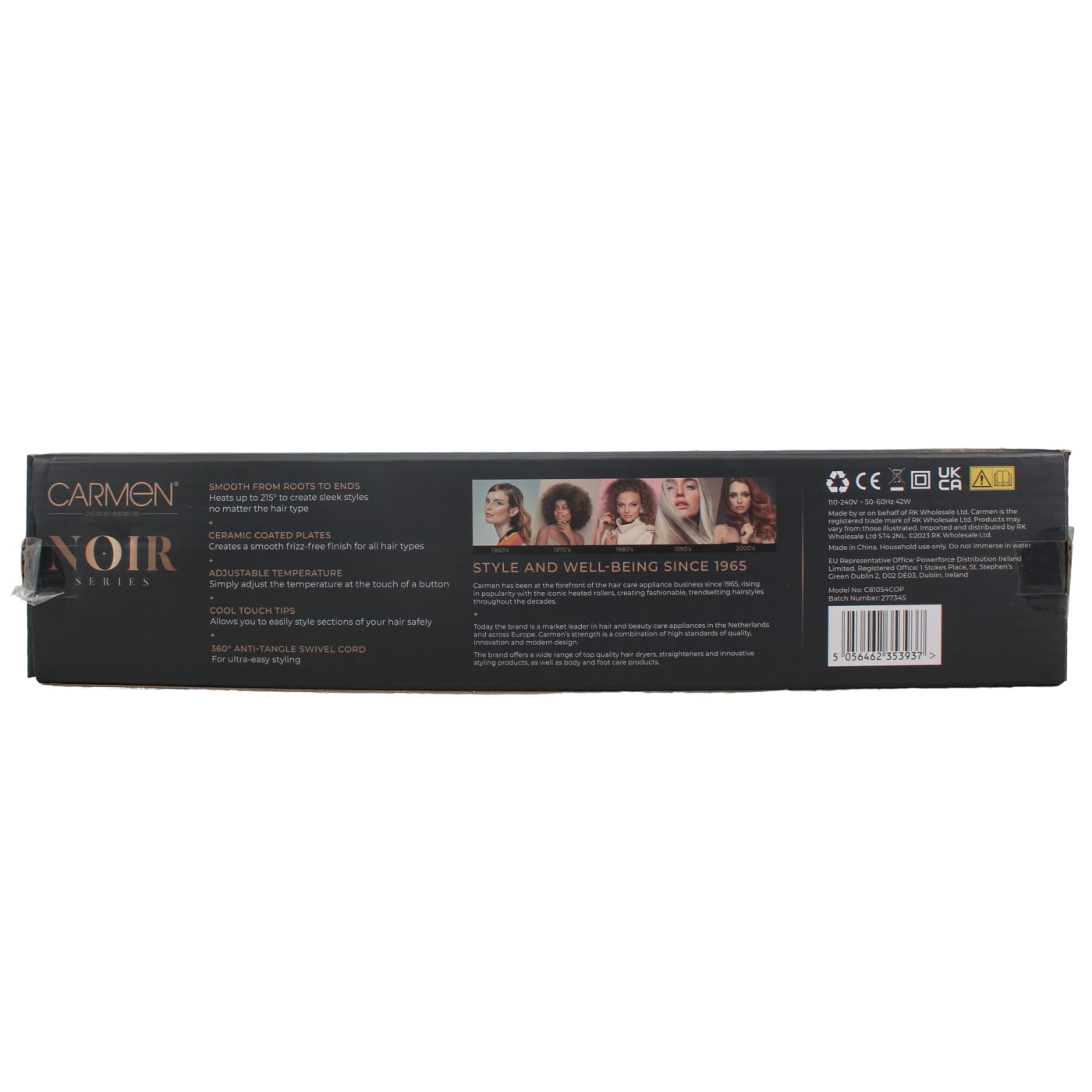 Carmen Noir Hair Straightener Black & Rose Gold