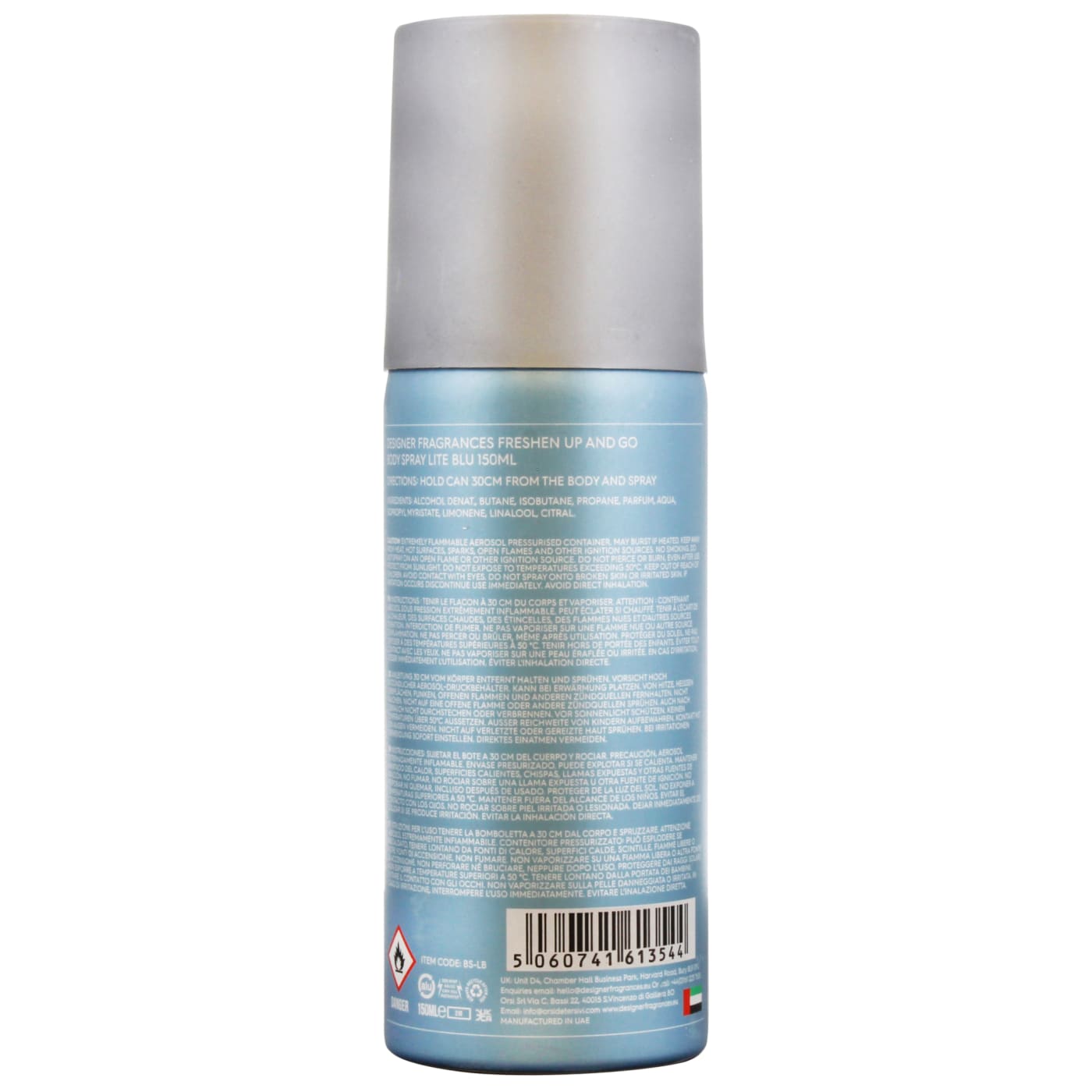 Designer Fragrances 150ml Body Spray Lite Blu