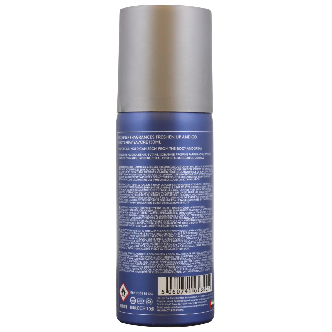 Designer Fragrances 150ml Body Spray Savore