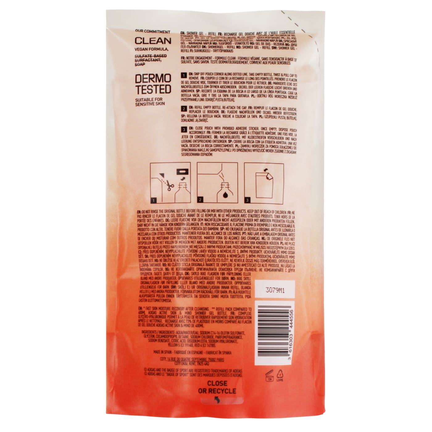 ADIDAS 400ML SHOWER GEL REFILL ENERGY KICK