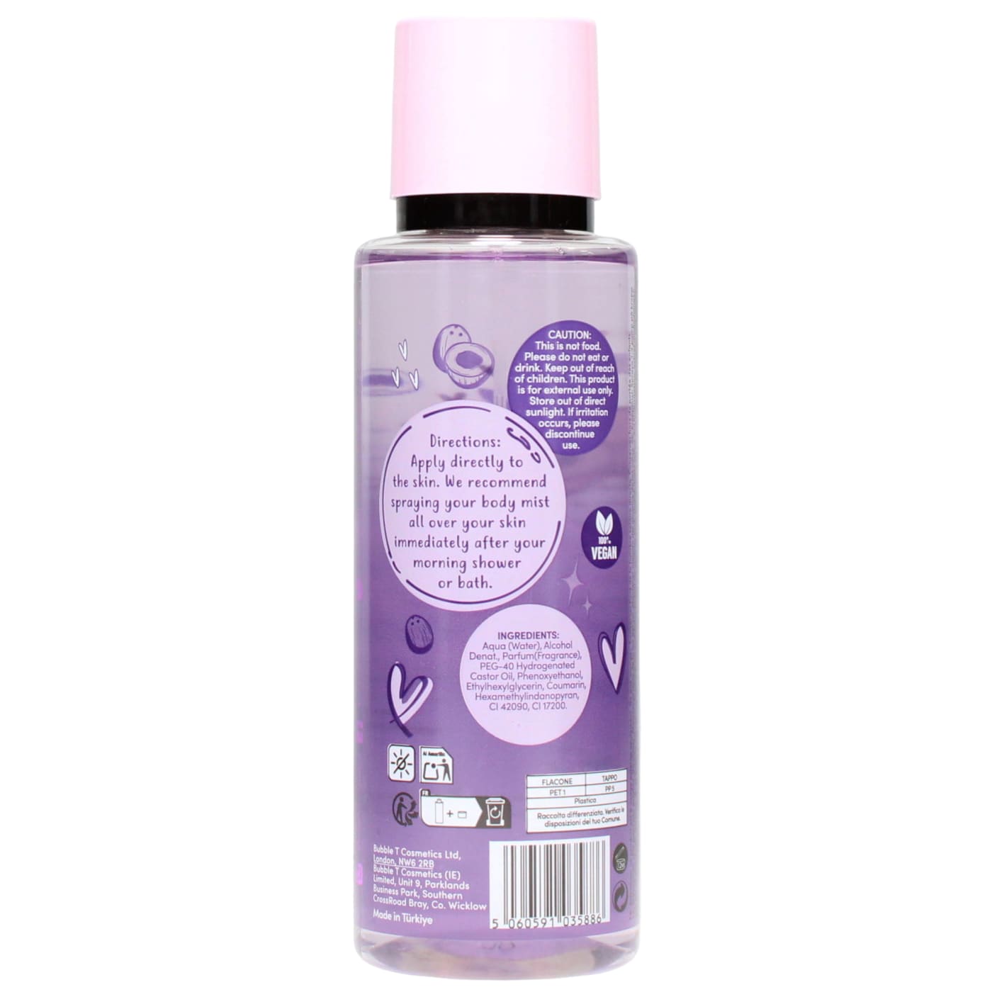 Bubble T 250ml Body Mist Coconut