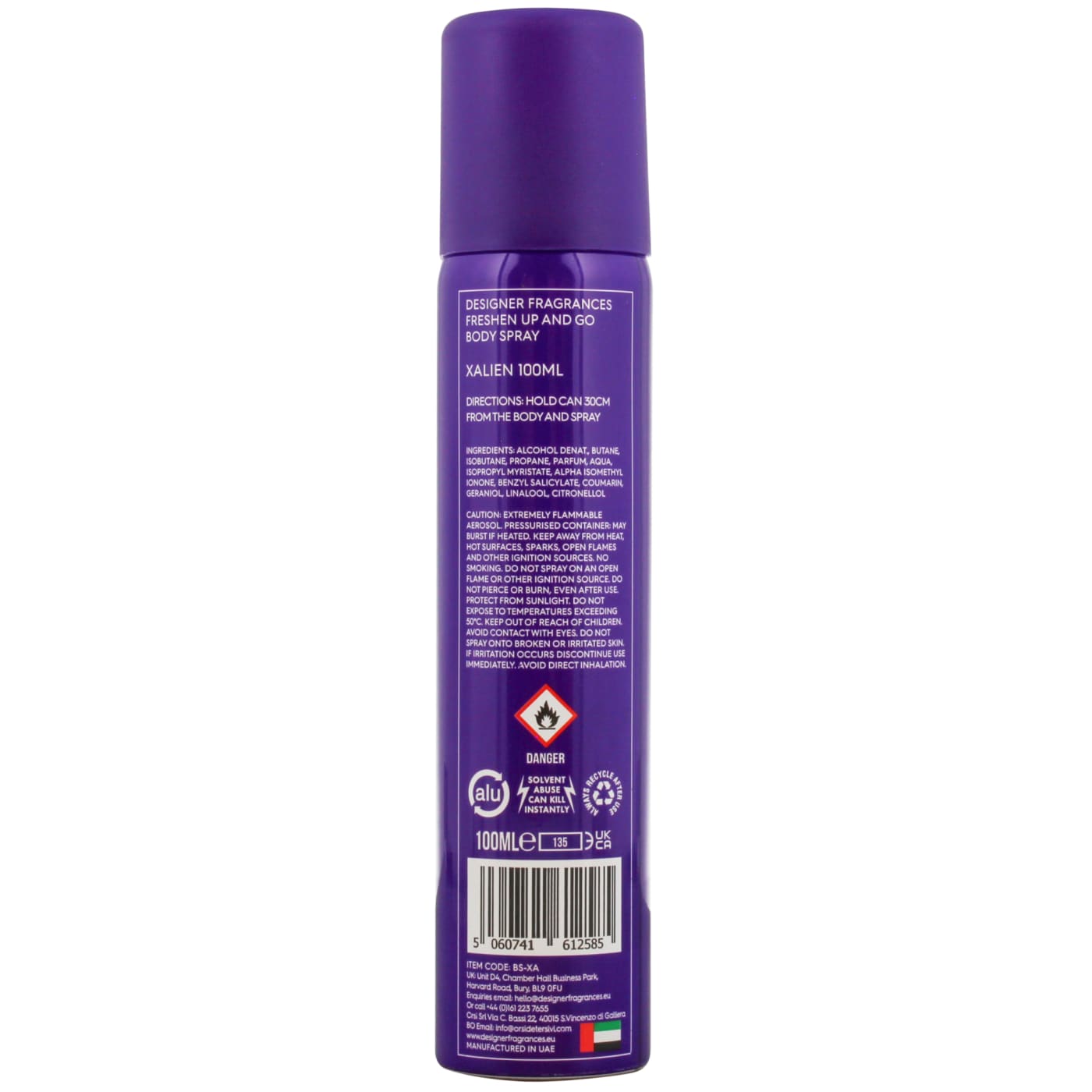 Designer Fragrances 100ml Body Spray Xalien (Export)