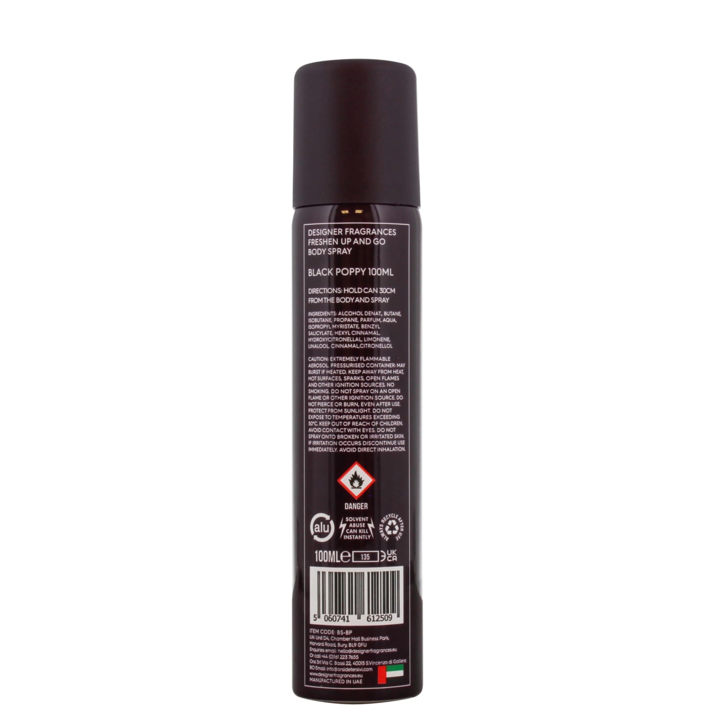 DESIGNER FRAGRANCES 100ML BODY SPRAY BLACK POPPY 11/25 12/25