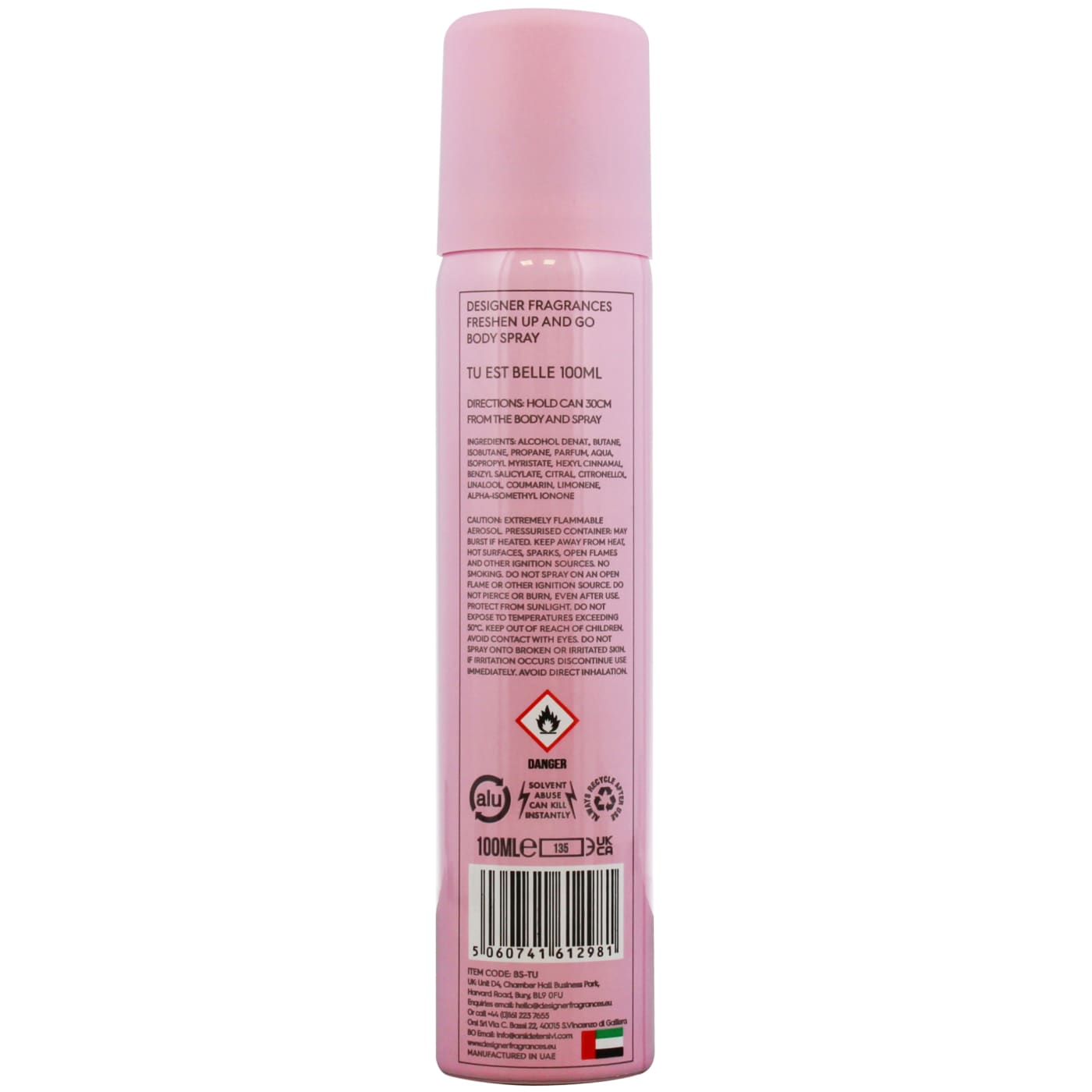 Designer Fragrances 100ml Body Spray Tu Est Belle