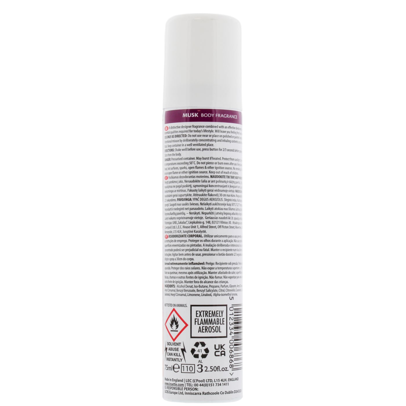 INSETTE 75ML B/SPRAY MUSK 01/27