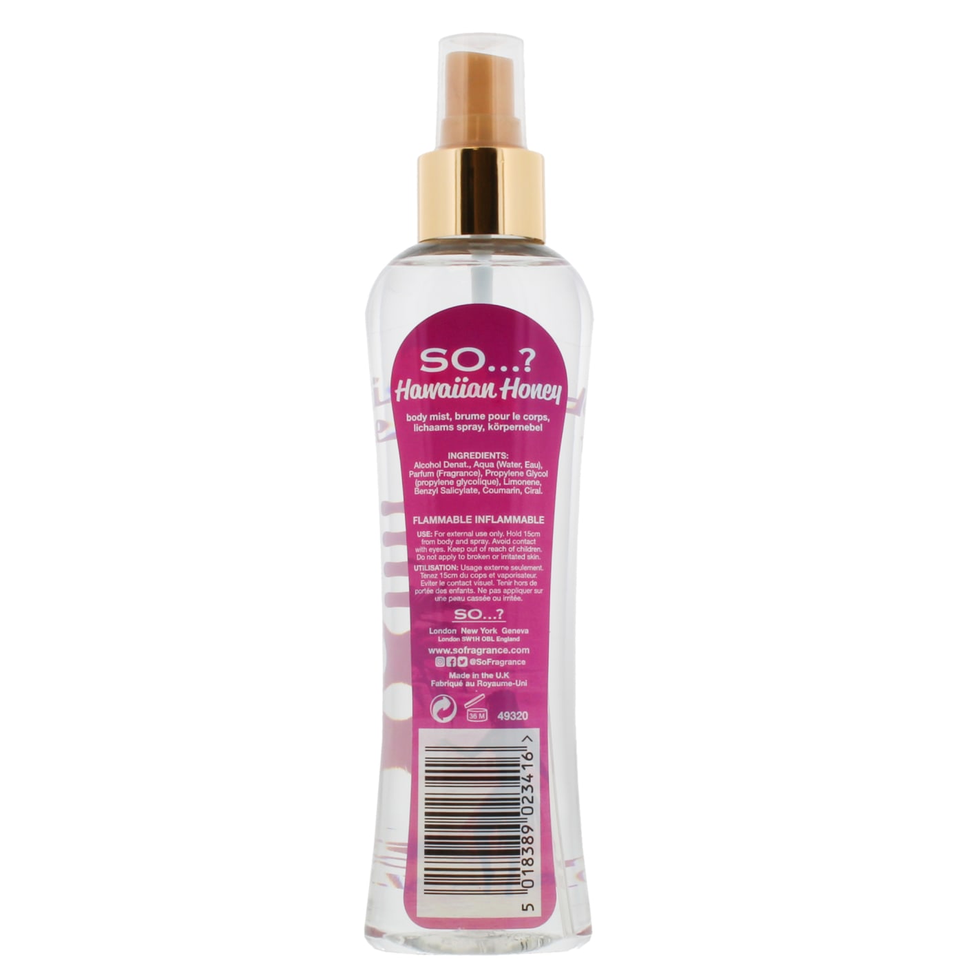 SO...? 200ML B/MIST HAWAIIAN HONEY