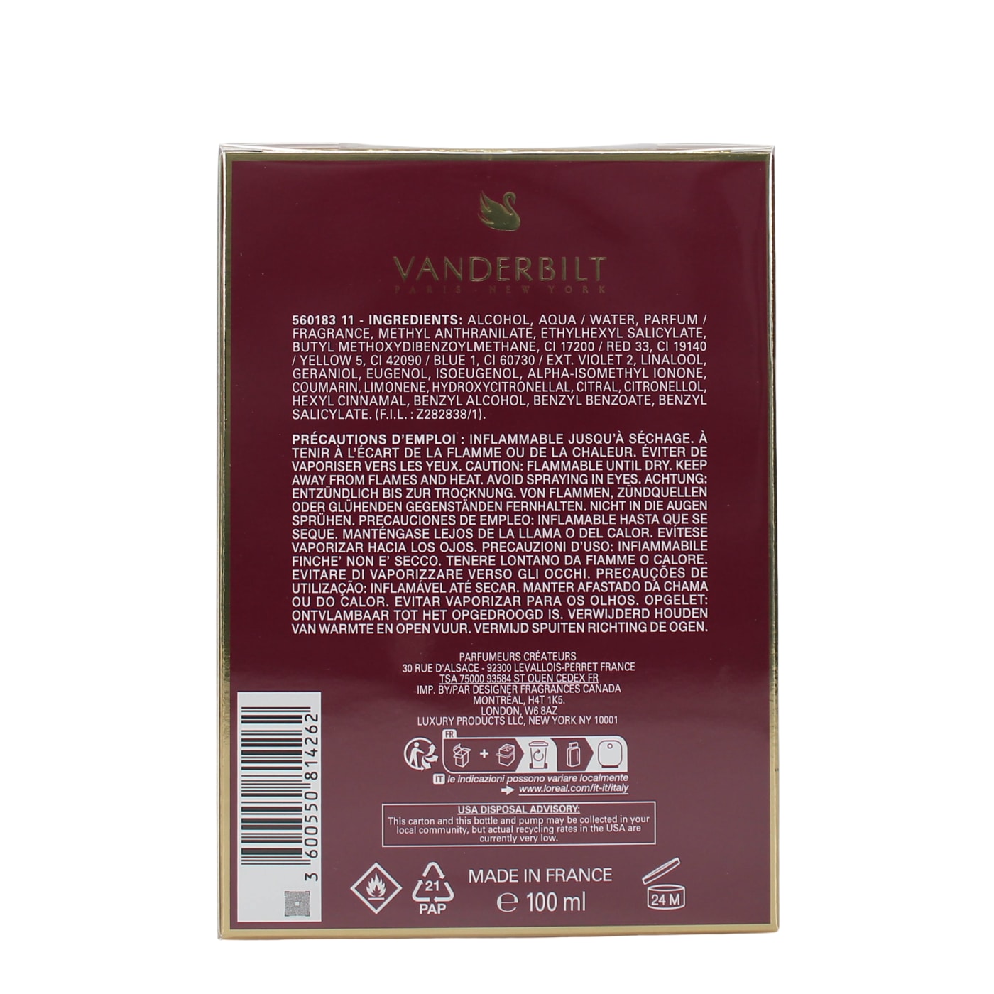 GLORIA VANDERBILT MINUIT A NEW YORK 100ML EDP SPRAY