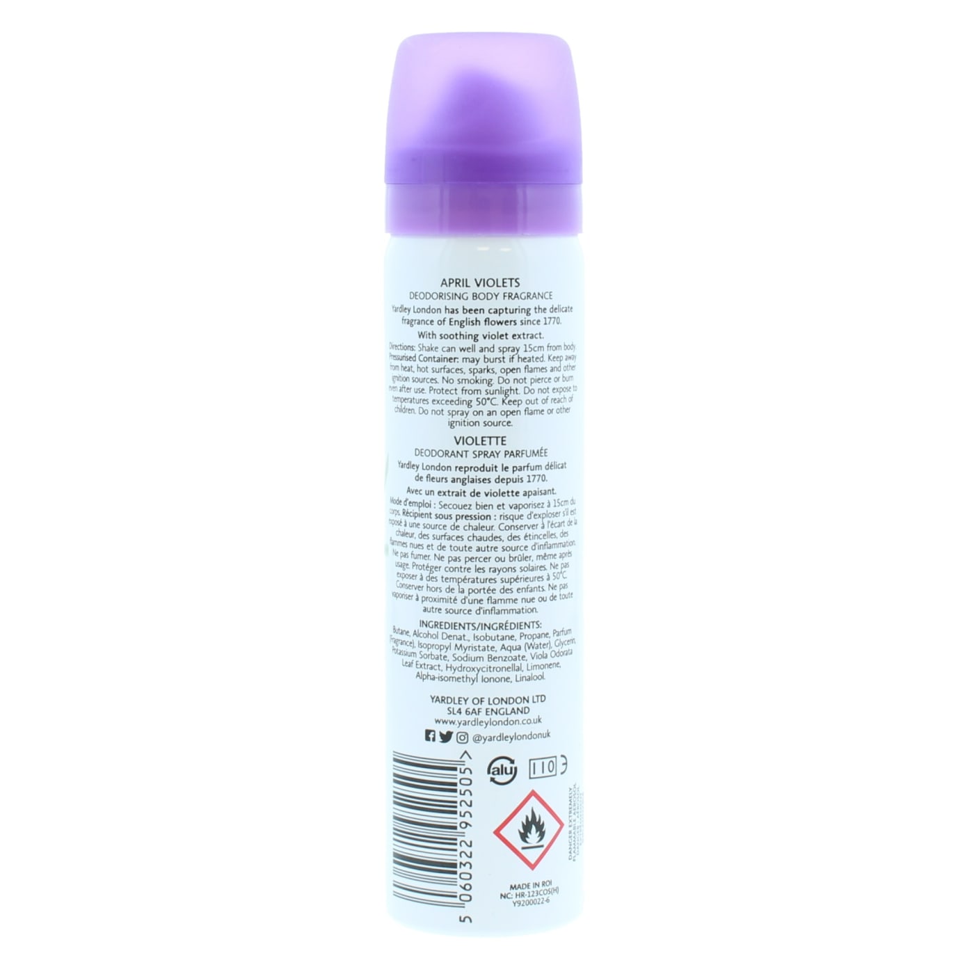 Yardley 75ml Body Spray April Violets