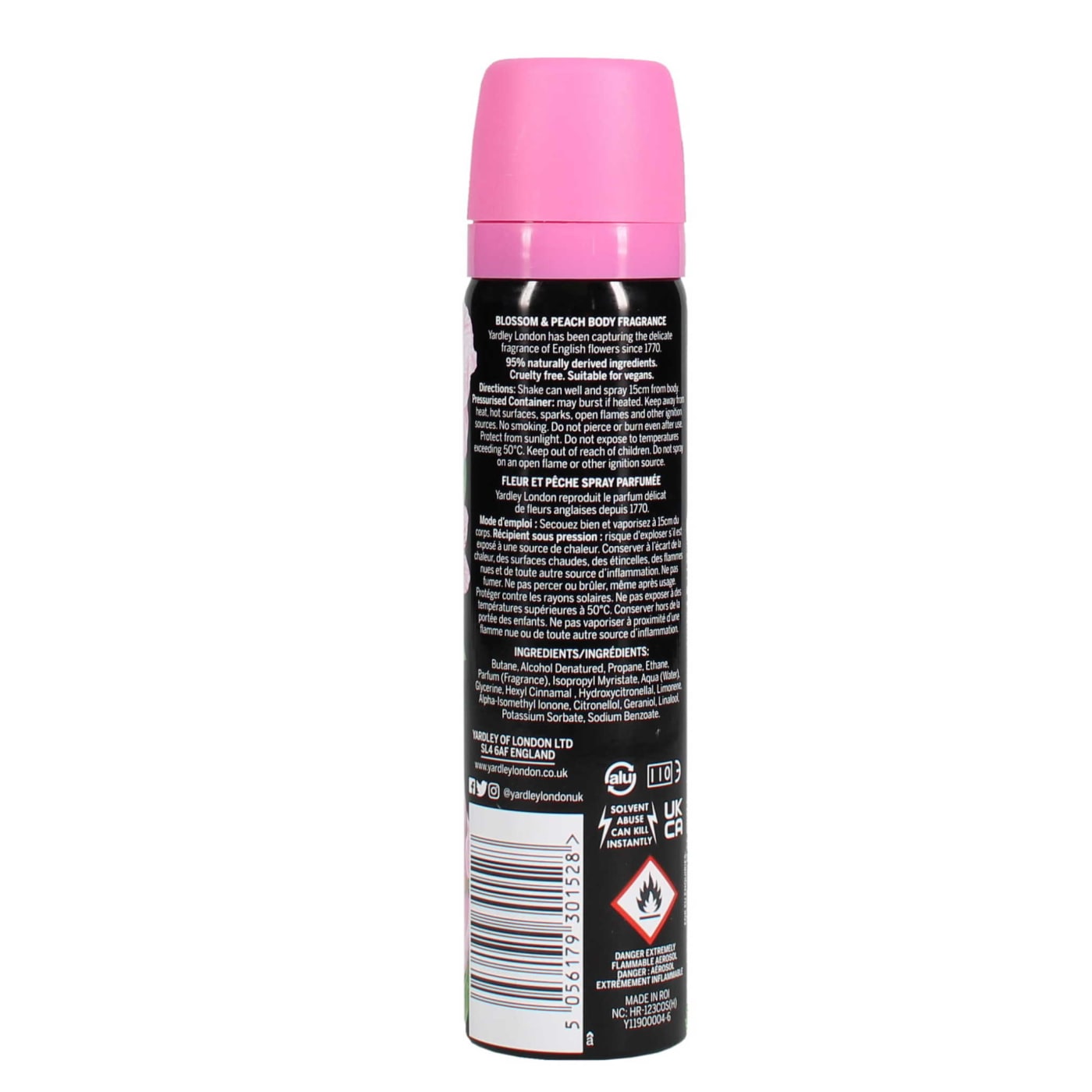 Yardley 75ml Body Spray Blossom & Peach