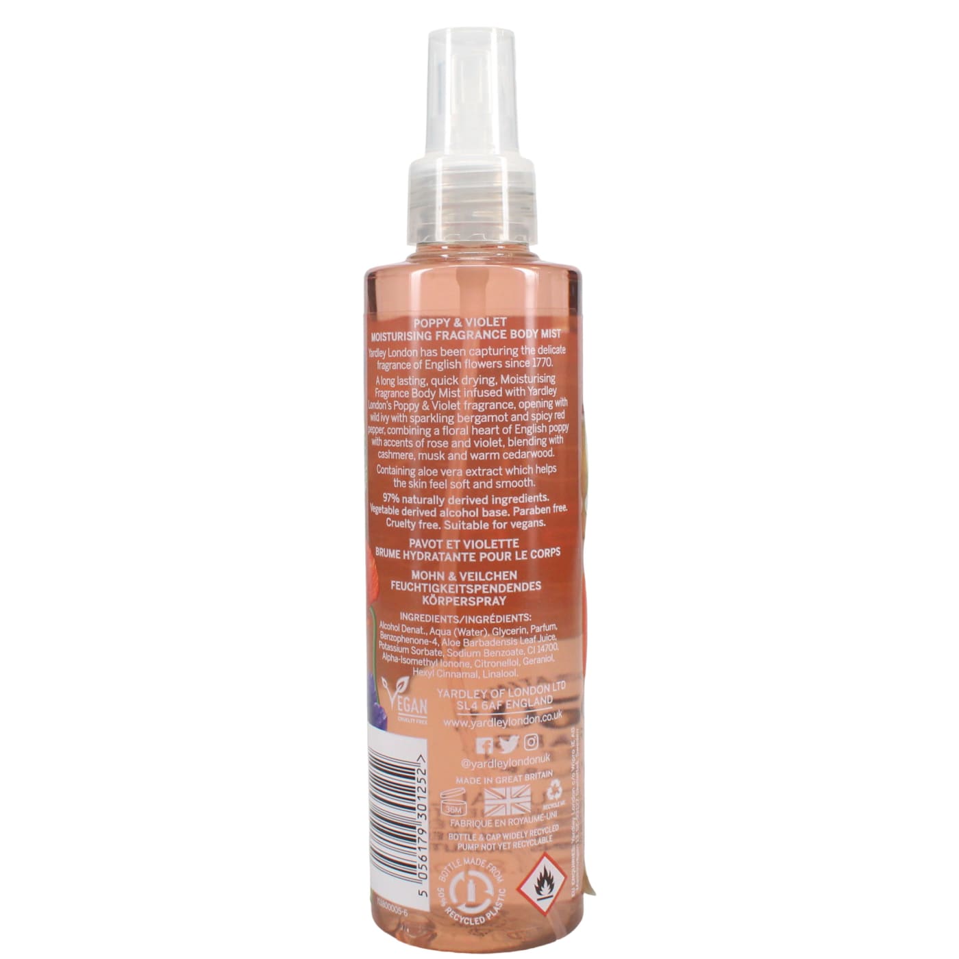 YARDLEY 200ML B/MIST POPPY & VIOLET