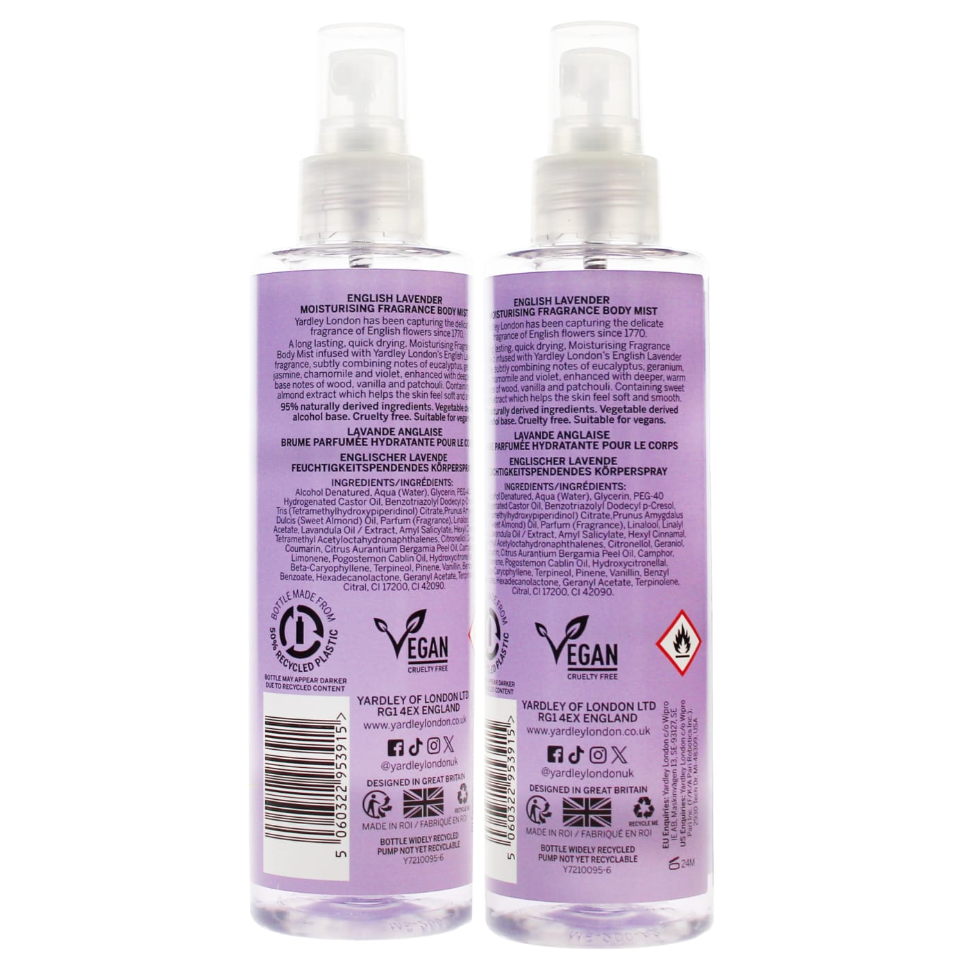 Yardley 200ml Body Mist English Lavender