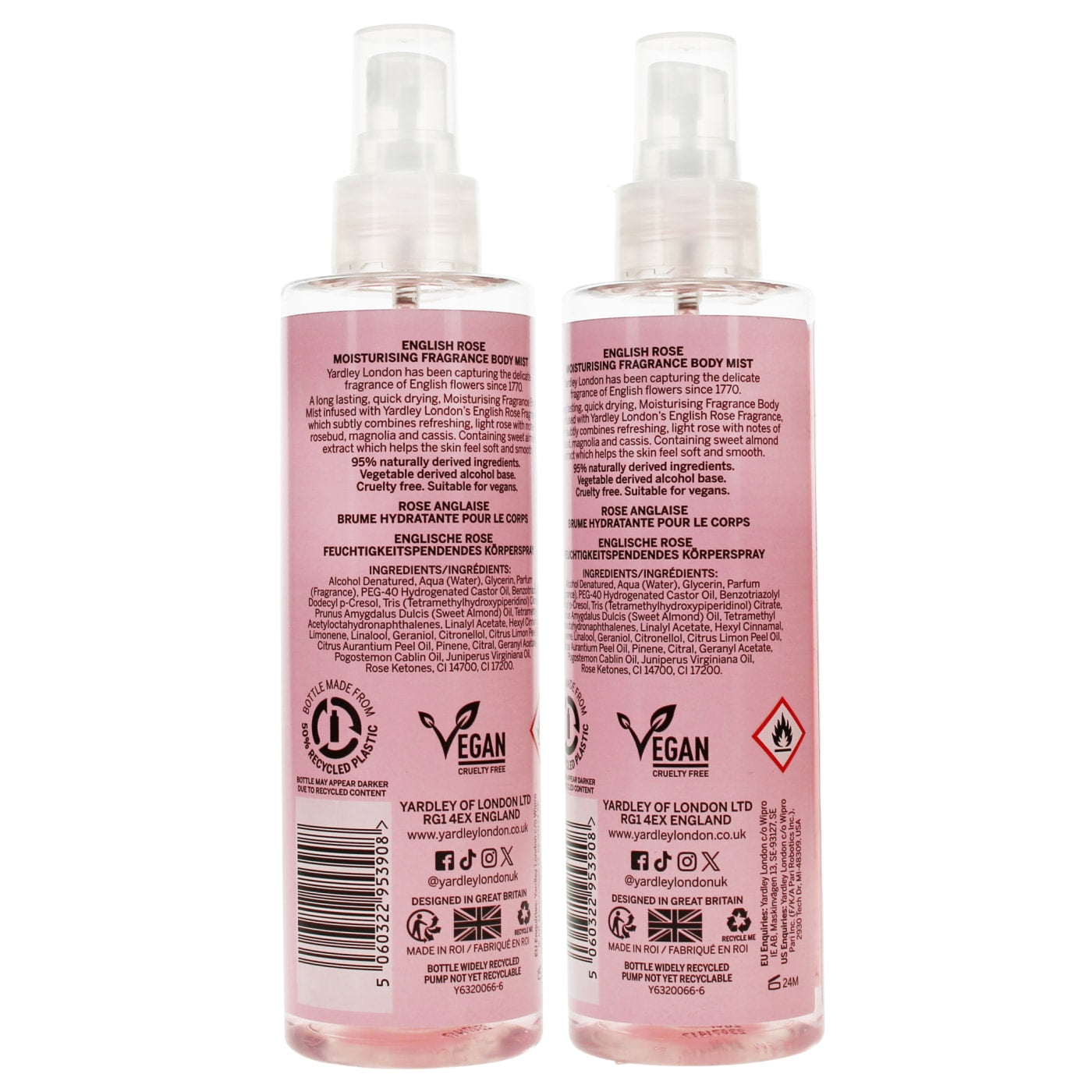 Yardley 200ml Body Mist English Rose