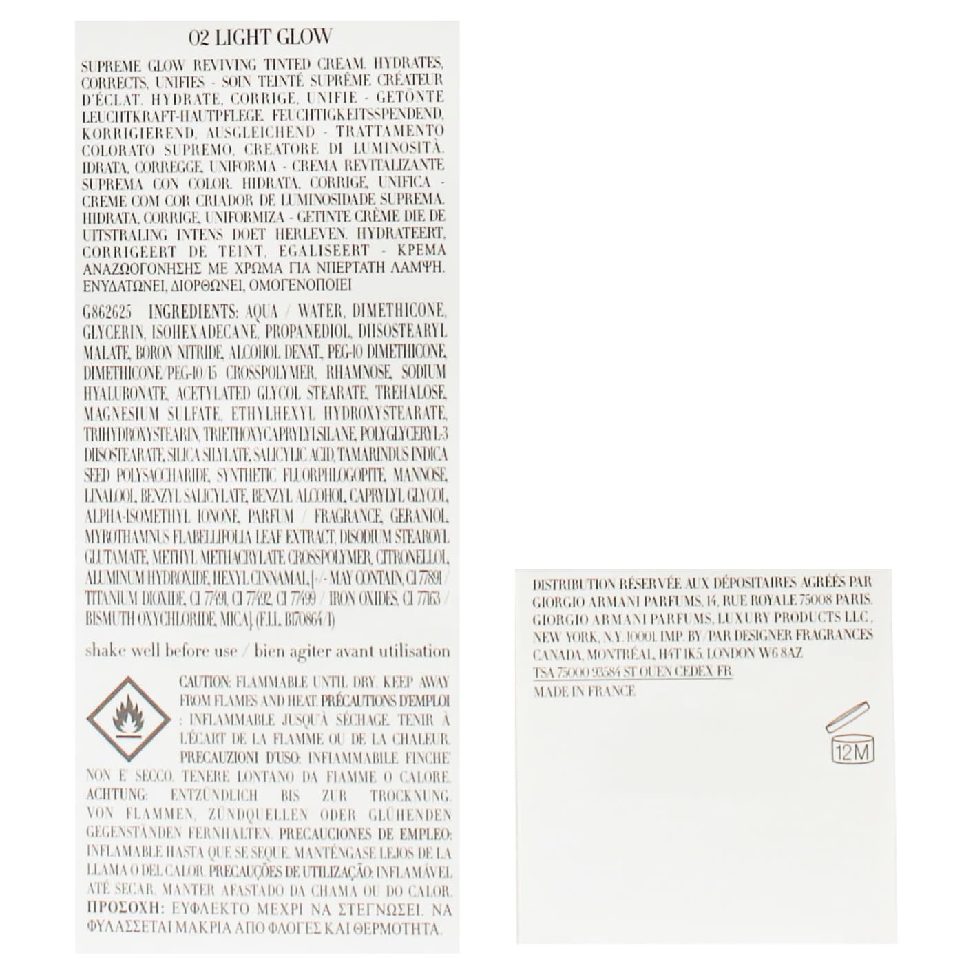 Giorgio Armani Crema Nuda 30ml Supreme Glow Reviving Tinted Cream 02