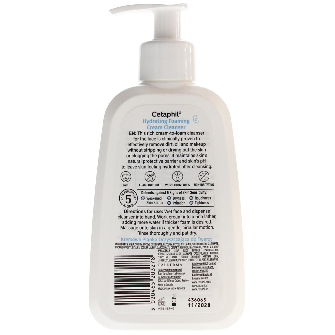 Cetaphil 236ml Hydrating Foaming Cream Cleanser