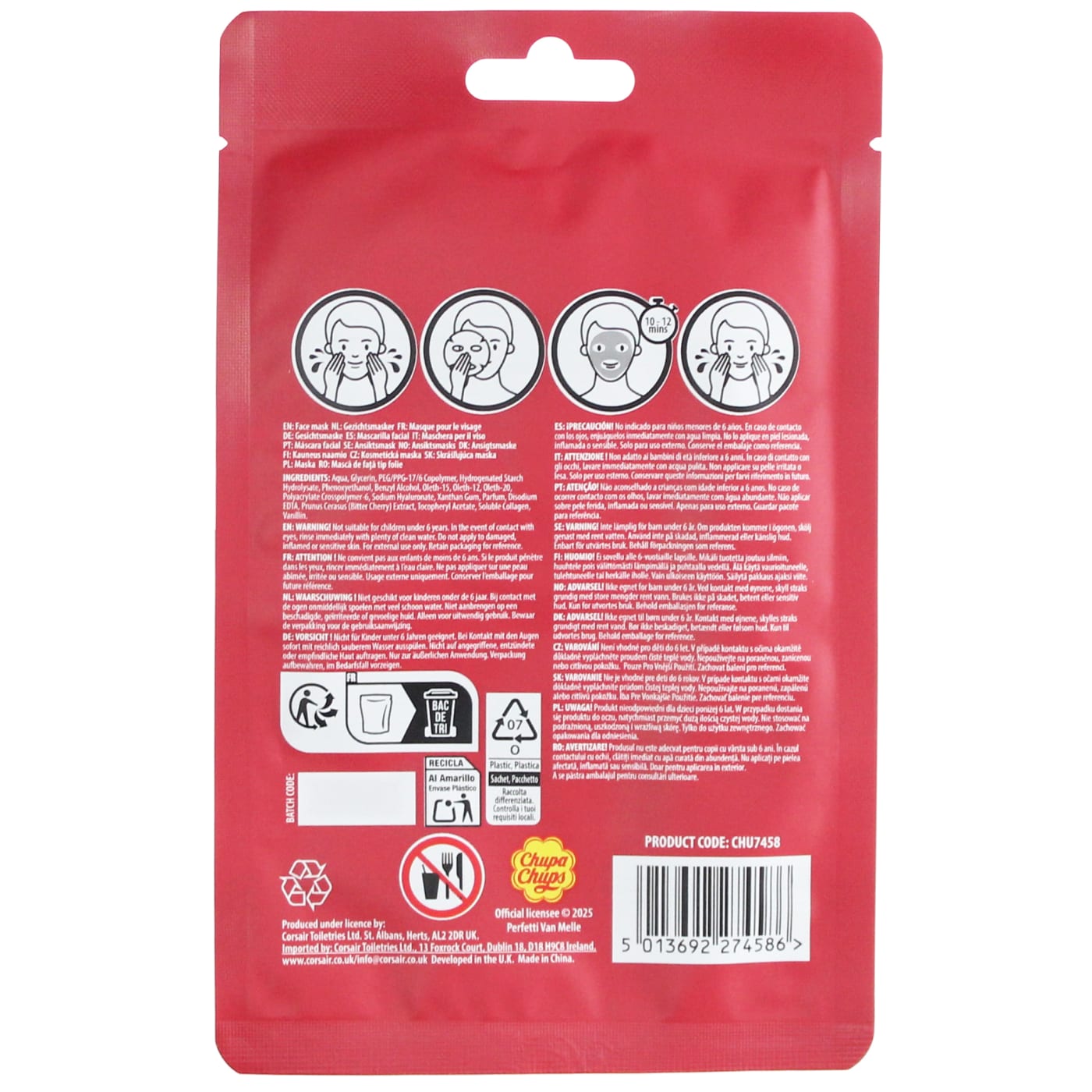 Chupa Chups Face Mask Cherry