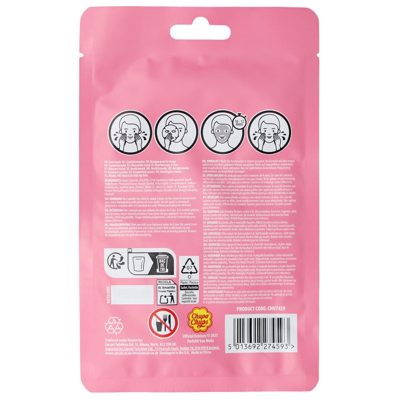 CHUPA CHUPS FACE MASK PEACH