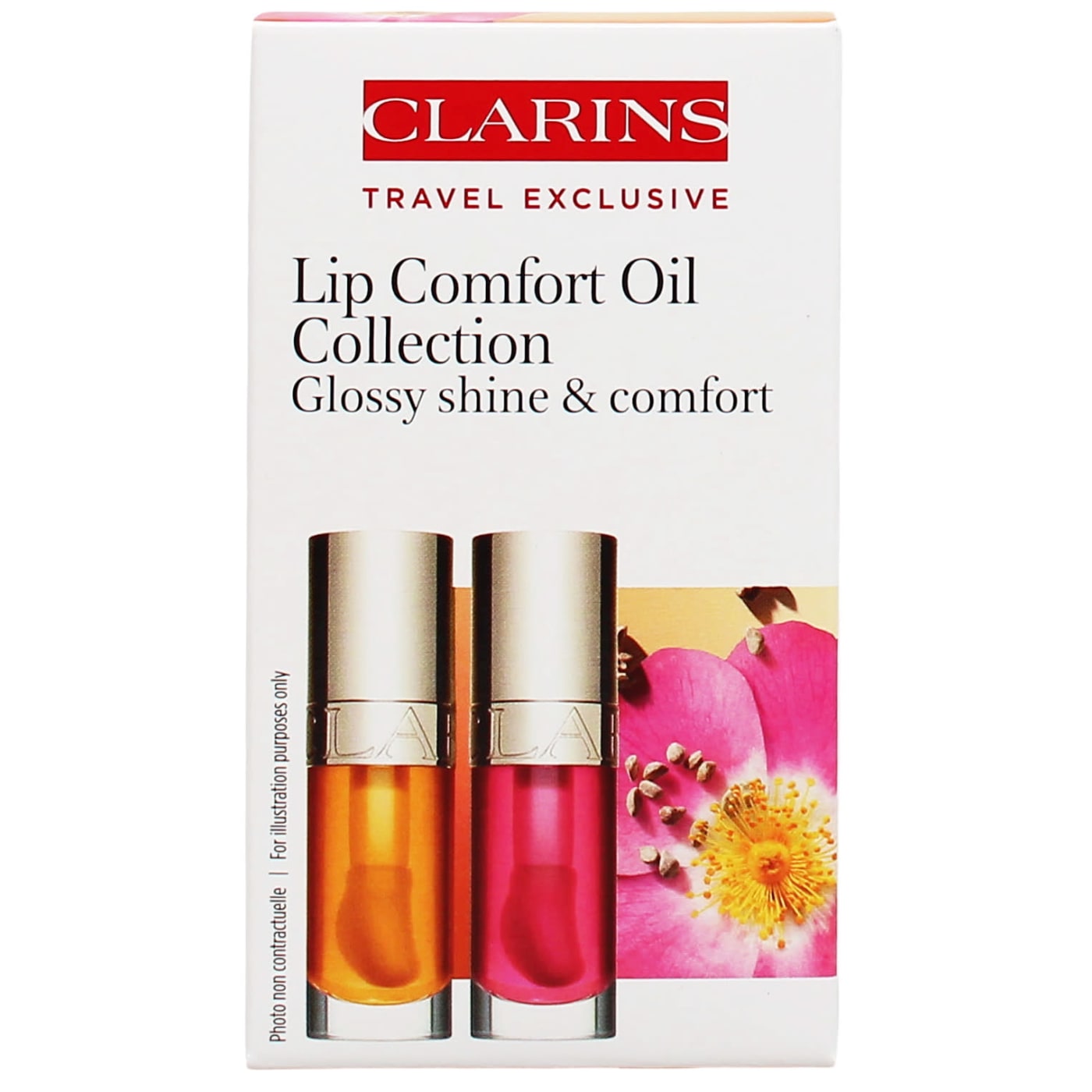 Clarins 2x7ml Lip Oil Comfort Duo Honey 01 & Pitaya 04