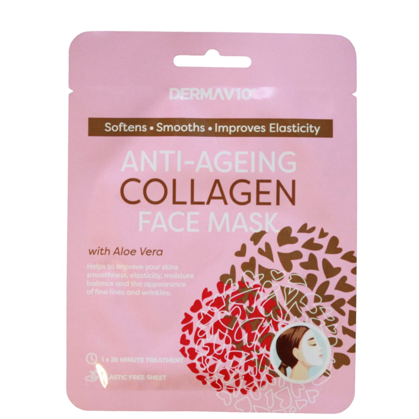 DERMA V10 ANTI AGEING COLLAGEN FACE MASK WITH ALOE VERA