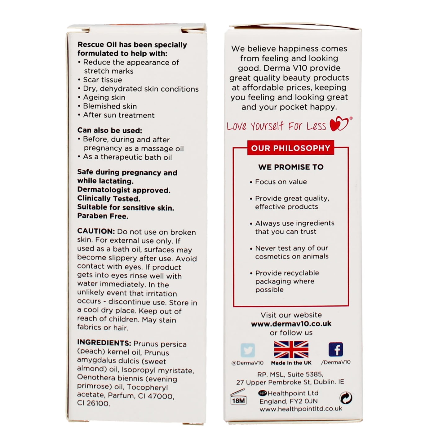 Derma V10 75ml Rescue Oil