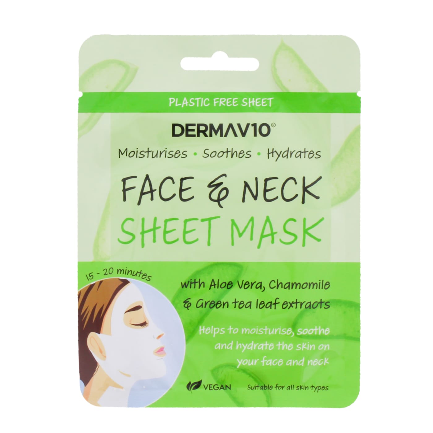 DERMA V10 FACE & NECK MASK ALOE VERA