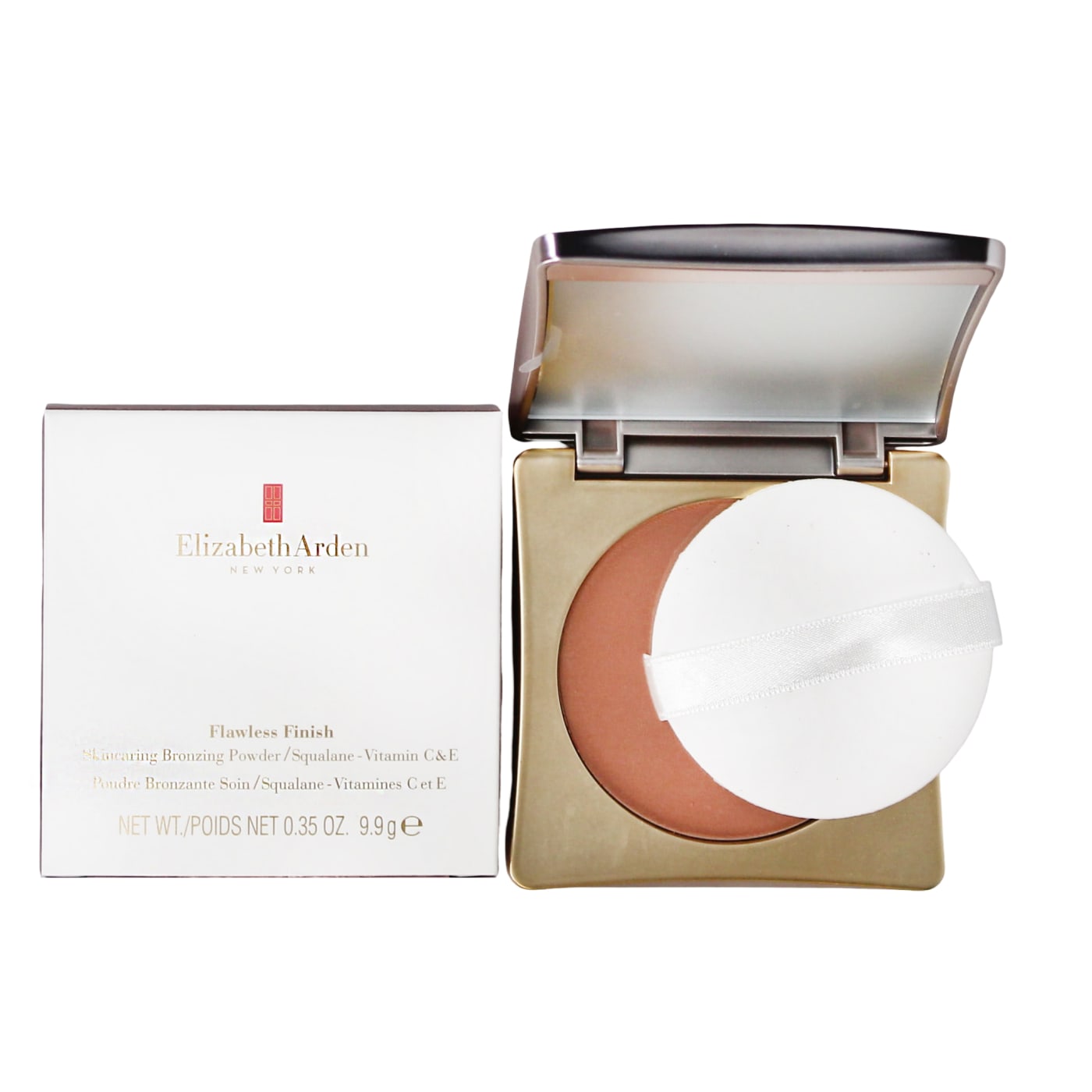 ELIZABETH ARDEN FLAWLESS FINISH 9.9G SKINCARING PRESSED POWDER BRONZE