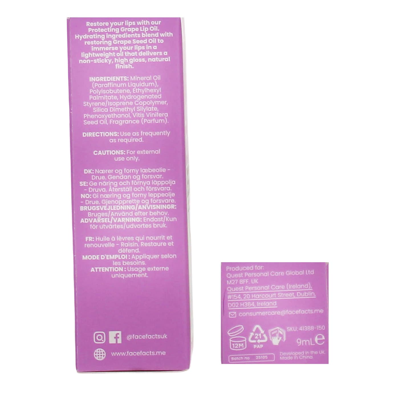 Face Facts 9ml Tinted Skincare Lip Oil Grape