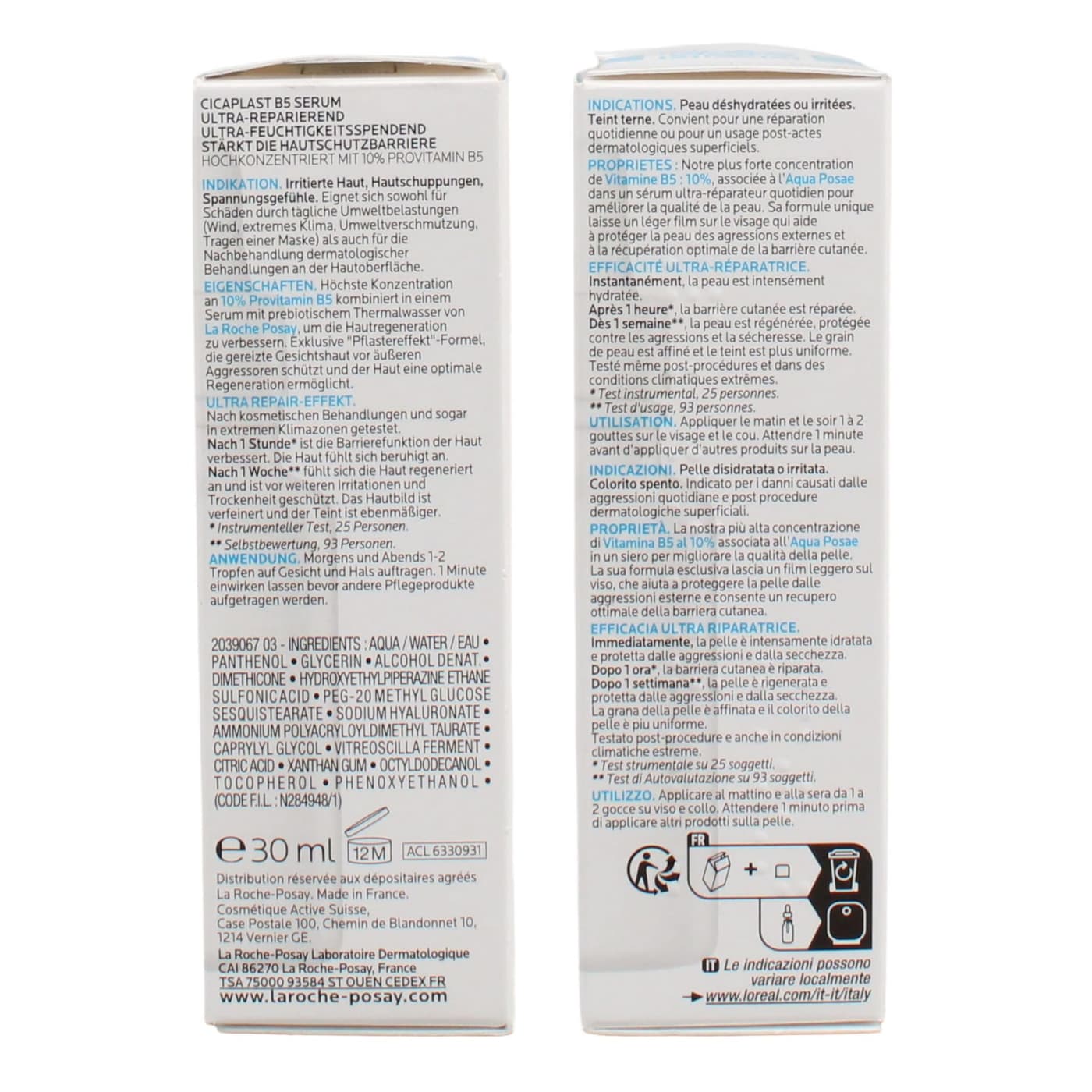 LA ROCHE POSAY 30ML FACE SERUM CICAPLAST B5 FOR DEHYDRATED SKIN 07/26