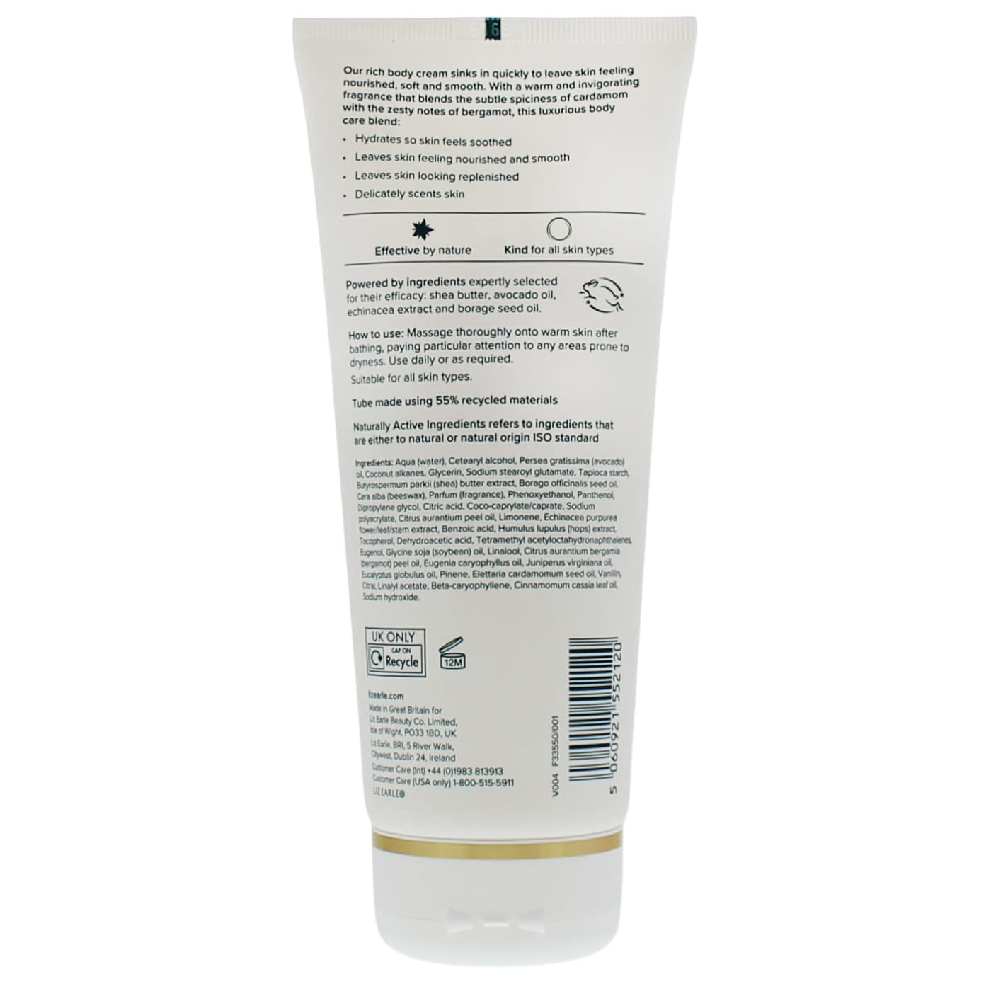 LIZ EARLE 200ML BODY LOTION BERGAMOT & CARDAMOM