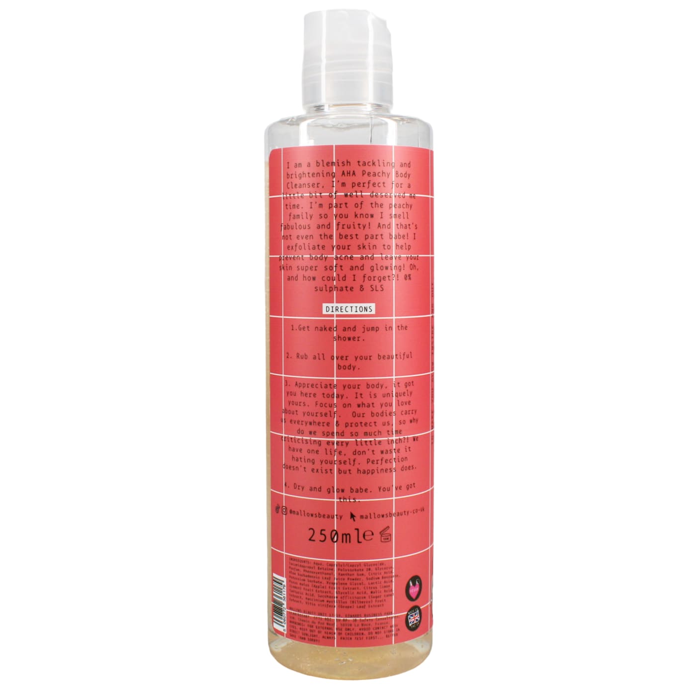 Mallows Beauty 250ml Body Cleanser Peachy Aha