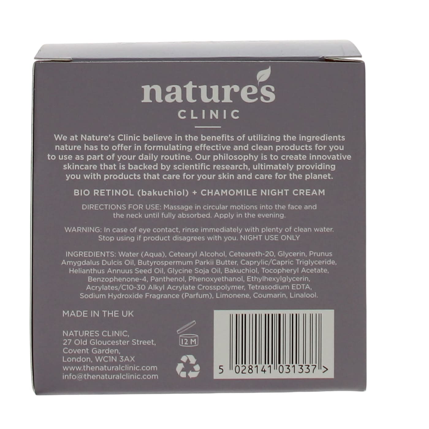 NATURES CLINIC 50ML NIGHT CREAM BIO RETINOL & CHAMOMILE