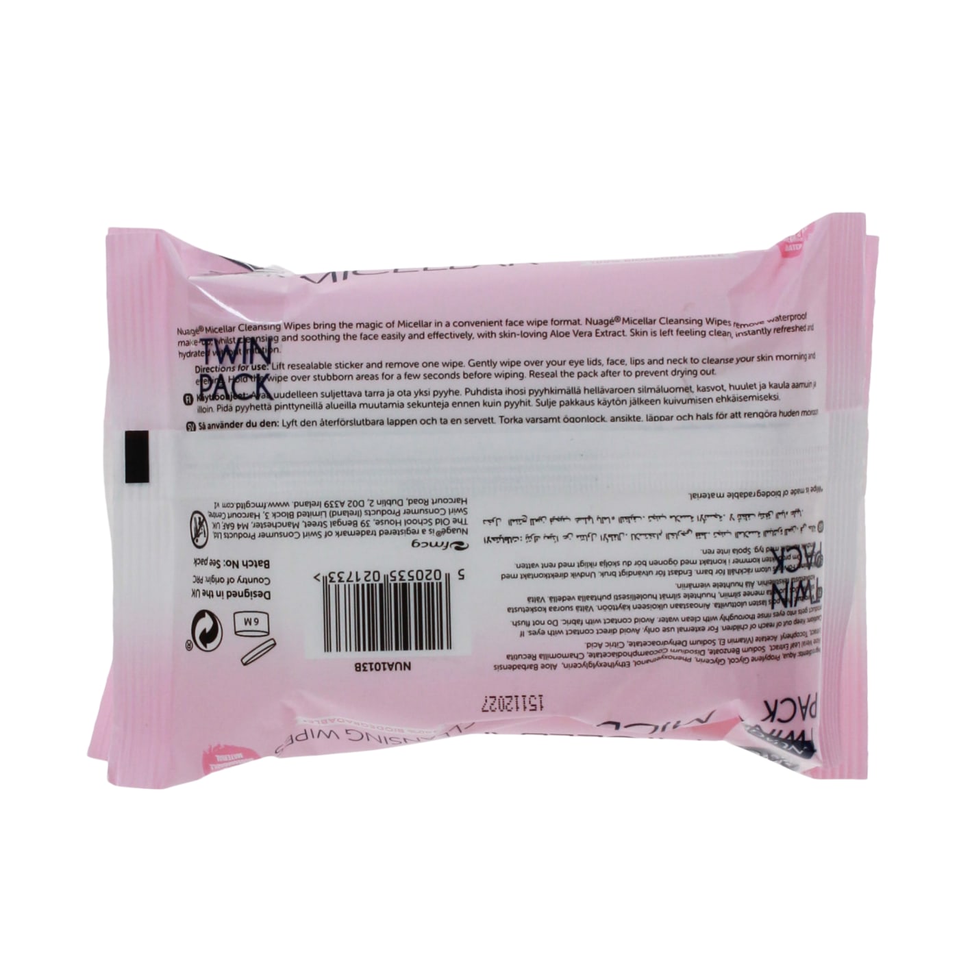 NUAGE 3-IN-1 MICELLAR CLEANSING WIPES 20'S TWIN PACK