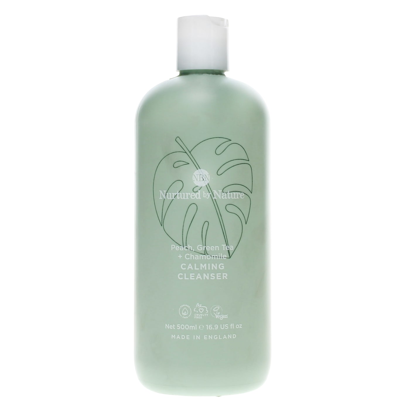 NURTURED BY NATURE 500ML CALMING CLEANSER PEACH, GREEN TEA & CHAMOMILE