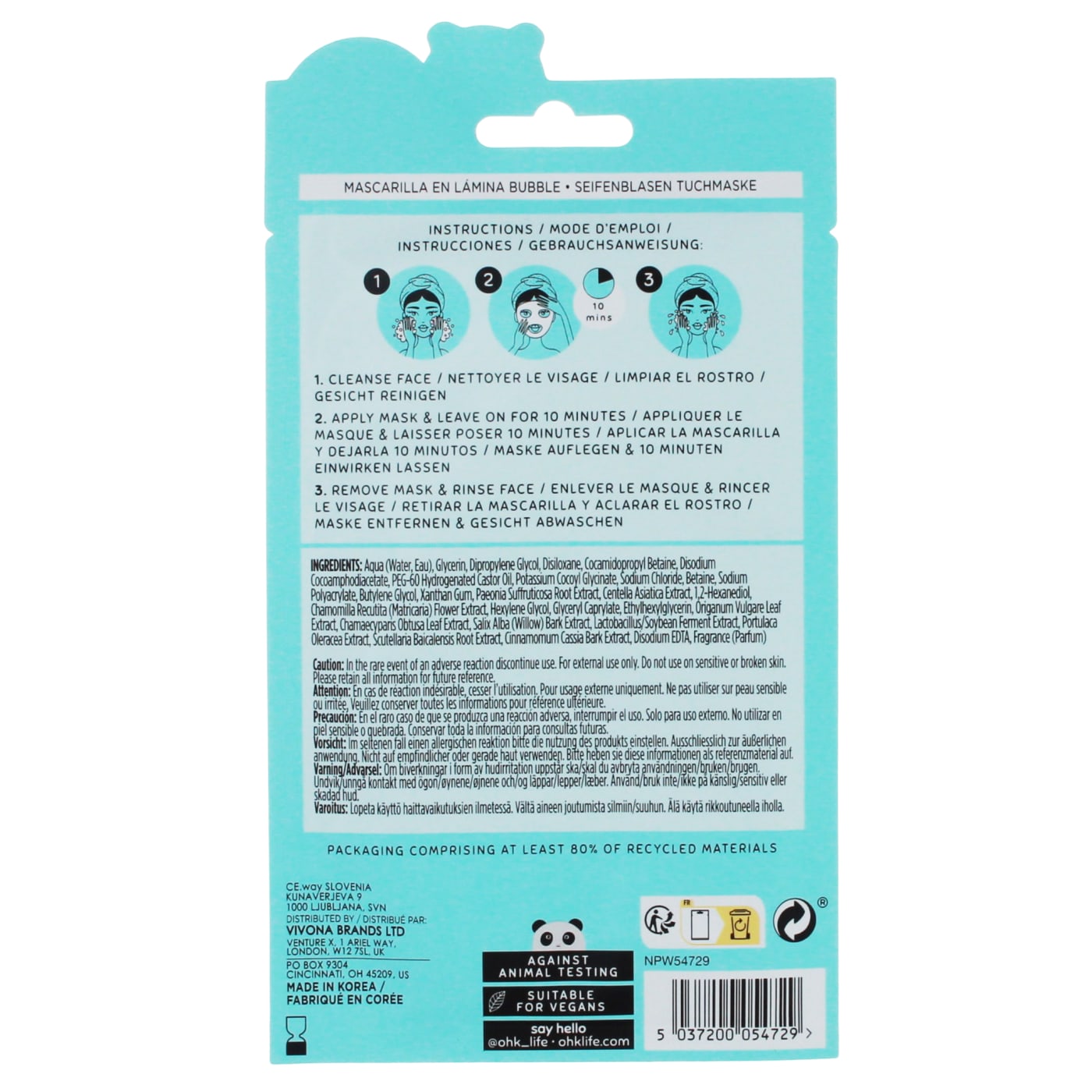 Oh K! 20ml Sheet Mask Bubble Exfoliate & Cleanse