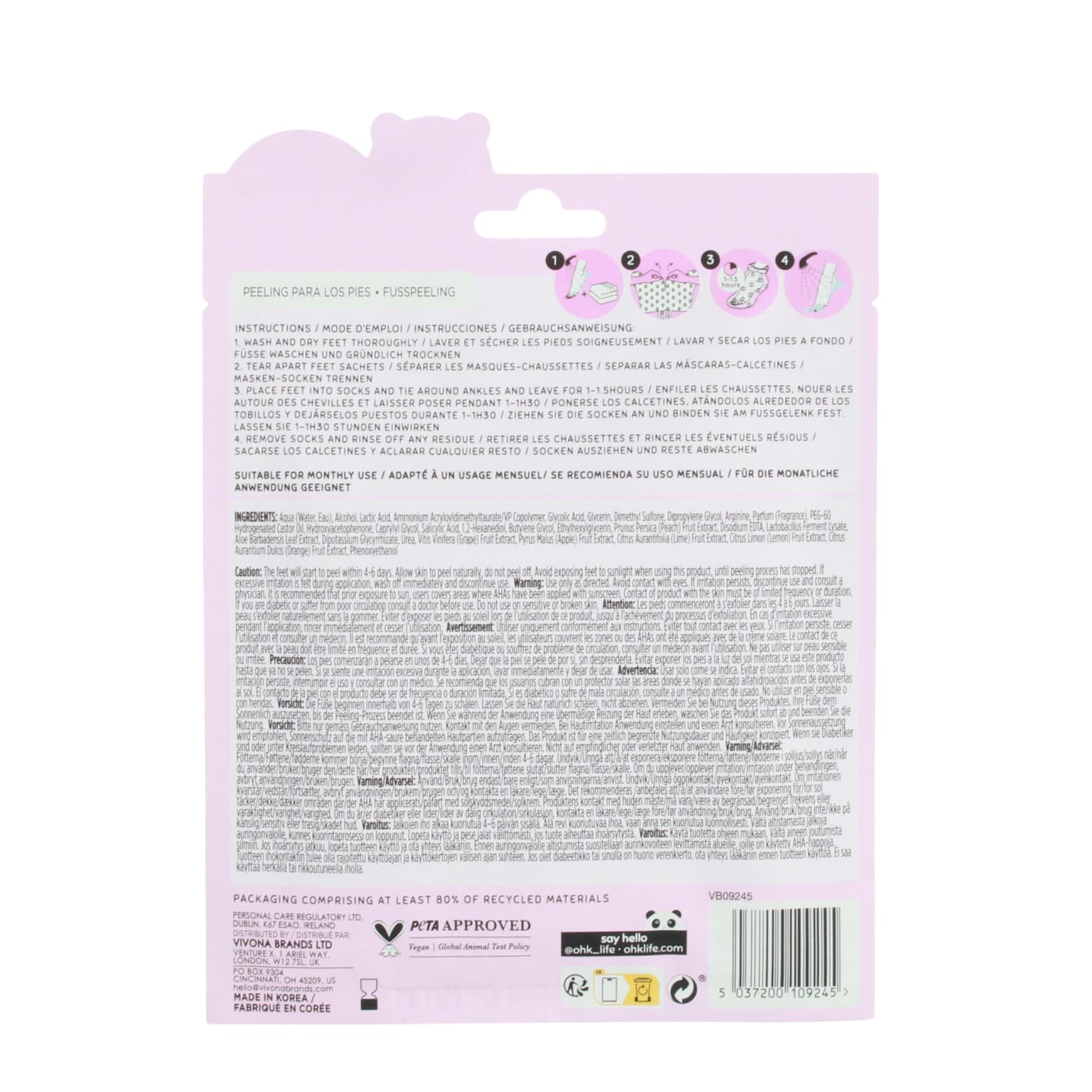 OH K! 40ML FOOT PEEL ALOE VERA 02/02/27