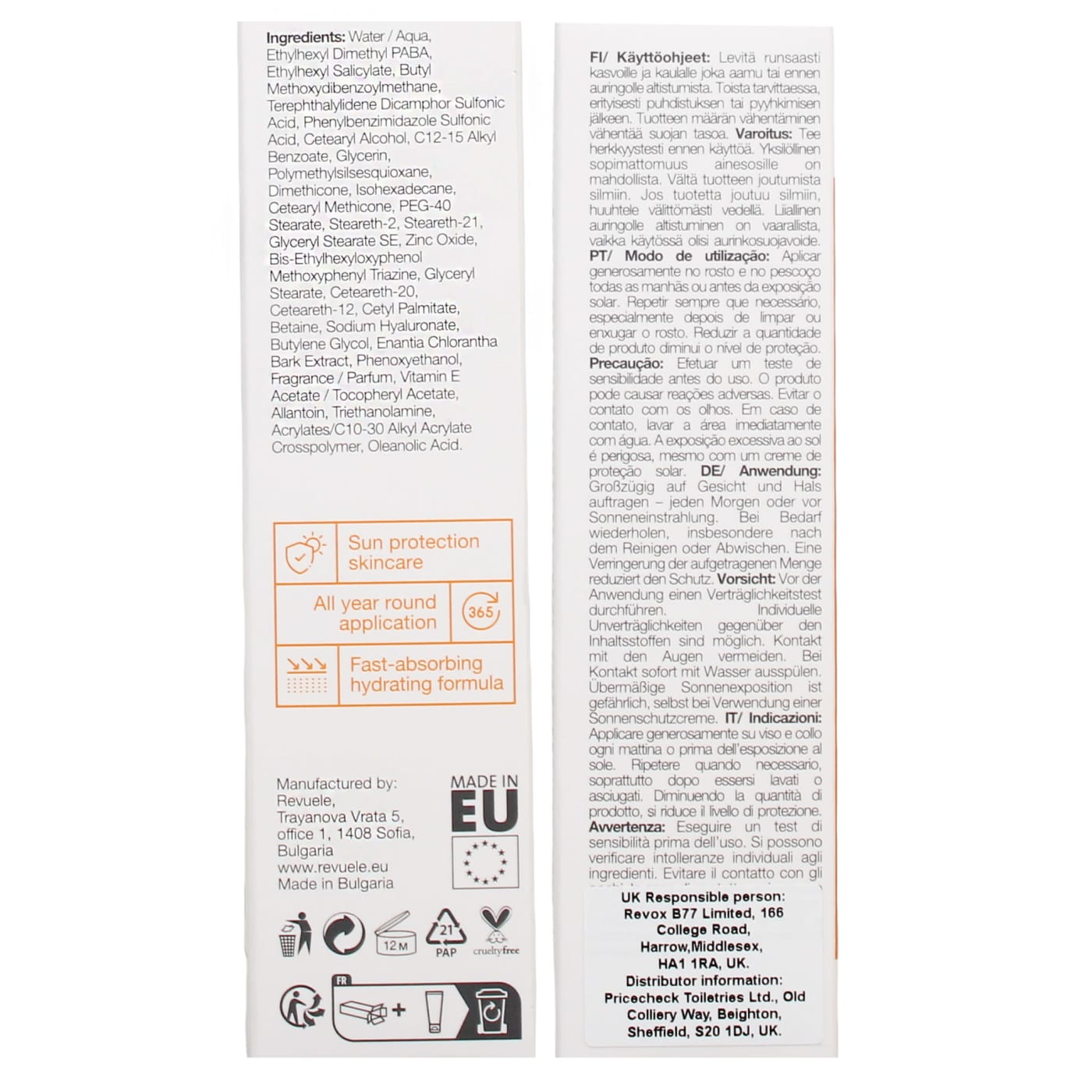 Revuele 50ml Sunprotect Daily Face Cream Oil Control SPF 50+