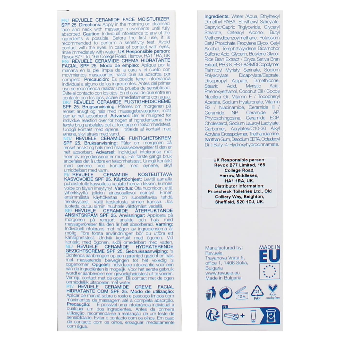 Revuele 50ml Ceramide Face Moisturizer SPF 25