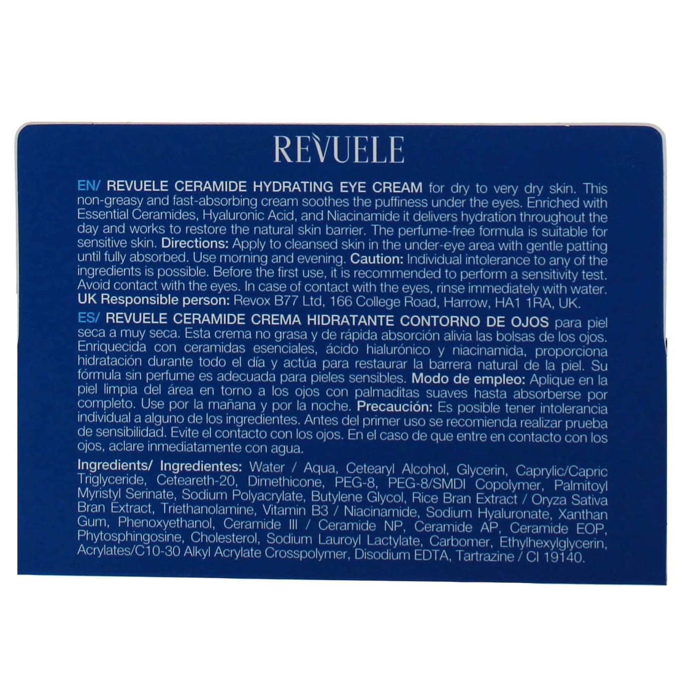 Revuele 25ml Ceramide Hydrating Eye Cream (Fragrance Free)