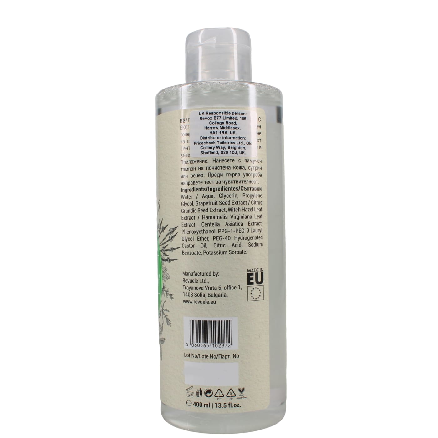 REVUELE 400ML F/TONER WITH WITCH HAZEL