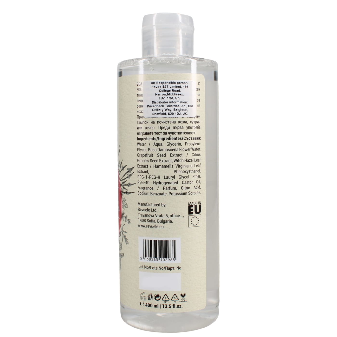 REVUELE 400ML F/TONER WITH WITCH&ROSE