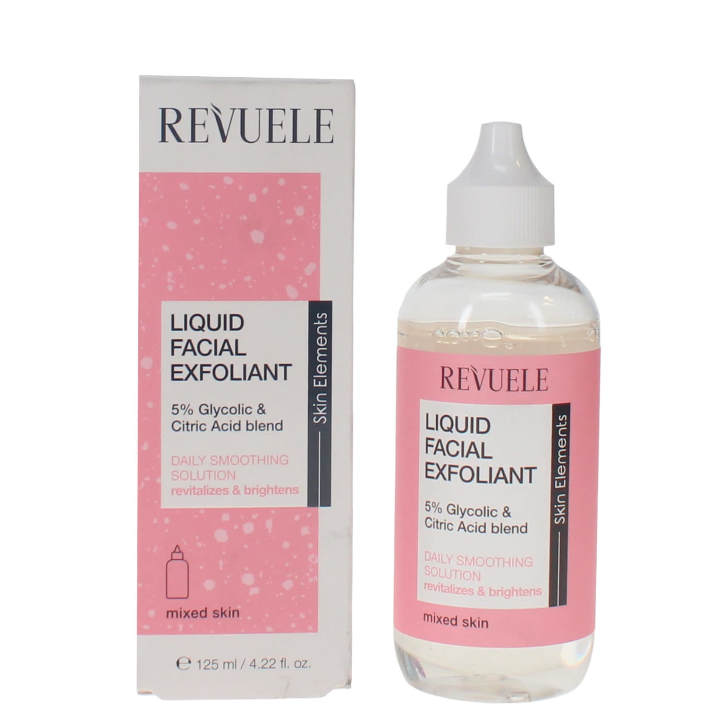 REVUELE 125ML LIQUID FACIAL EXFOLIANT 5% GLYCOLIC + CITRIC ACID BLEND