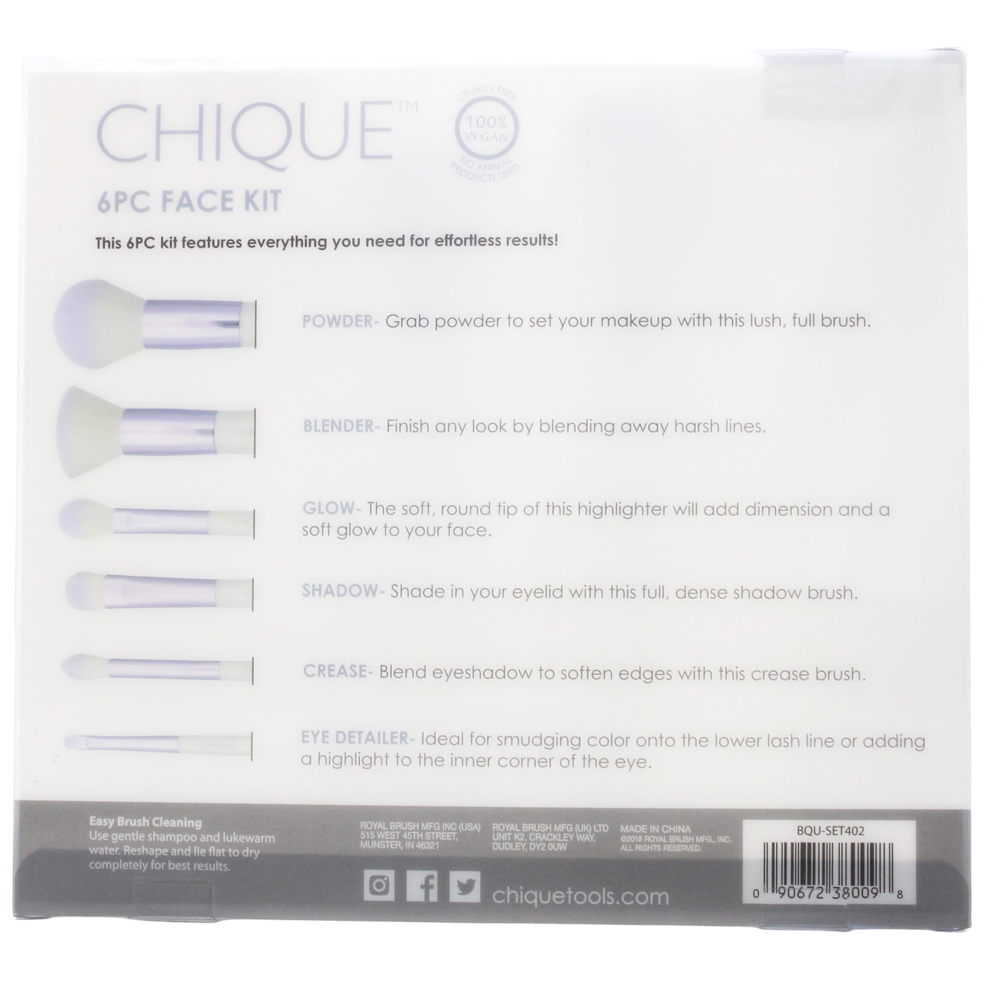Royal & Langnickel Chique Face Brush Set Deluxe 6pc