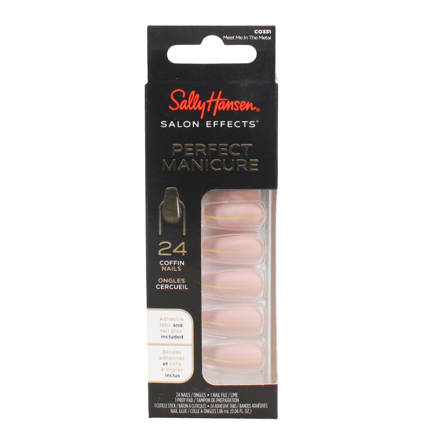 SALLY HANSEN SALON EFFECTS FALSE NAILS COFFIN MEET ME IN THE METAL