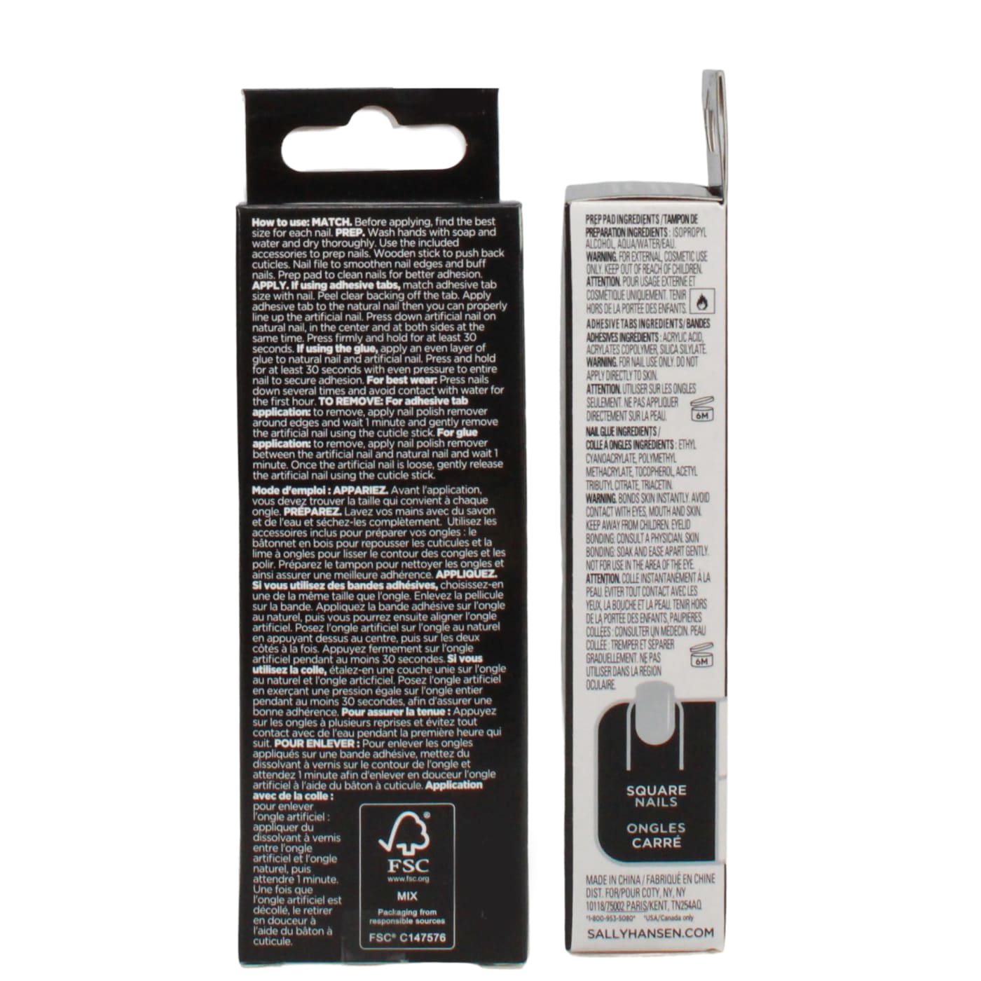 SALLY HANSEN SALON EFFECTS FALSE NAILS SQUARE PINK CLAY