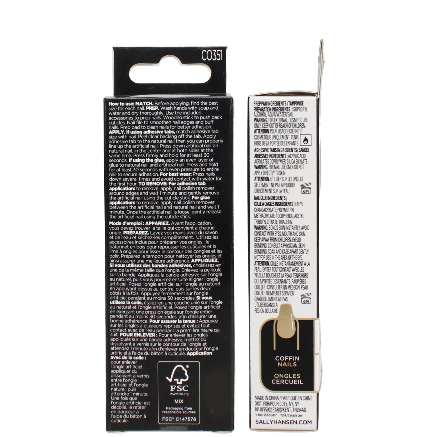 SALLY HANSEN SALON EFFECTS FALSE NAILS COFFIN WHAT THE SHELL