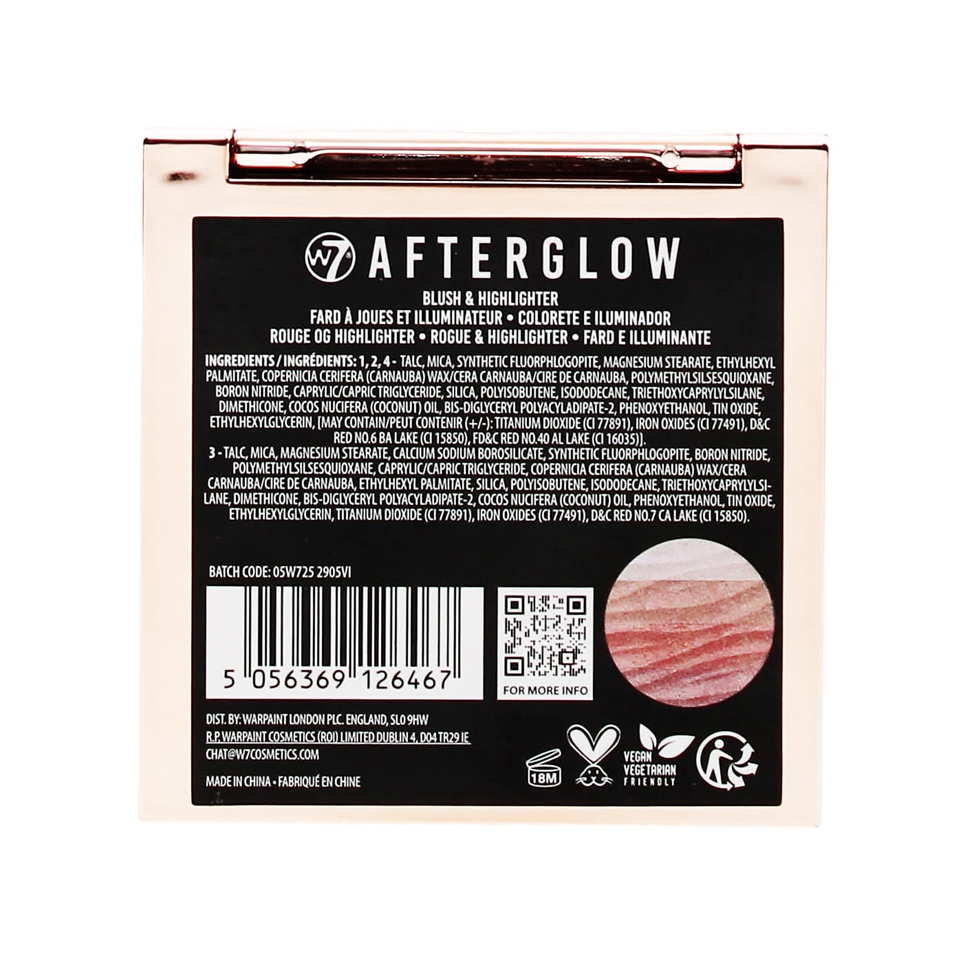 W7 AFTERGLOW BLUSH & H/LIGHTER