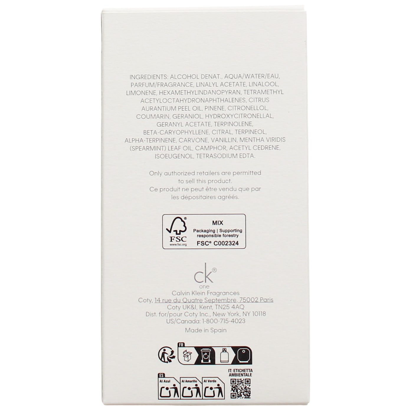Calvin Klein One 100ml EDT Spray (Unisex)