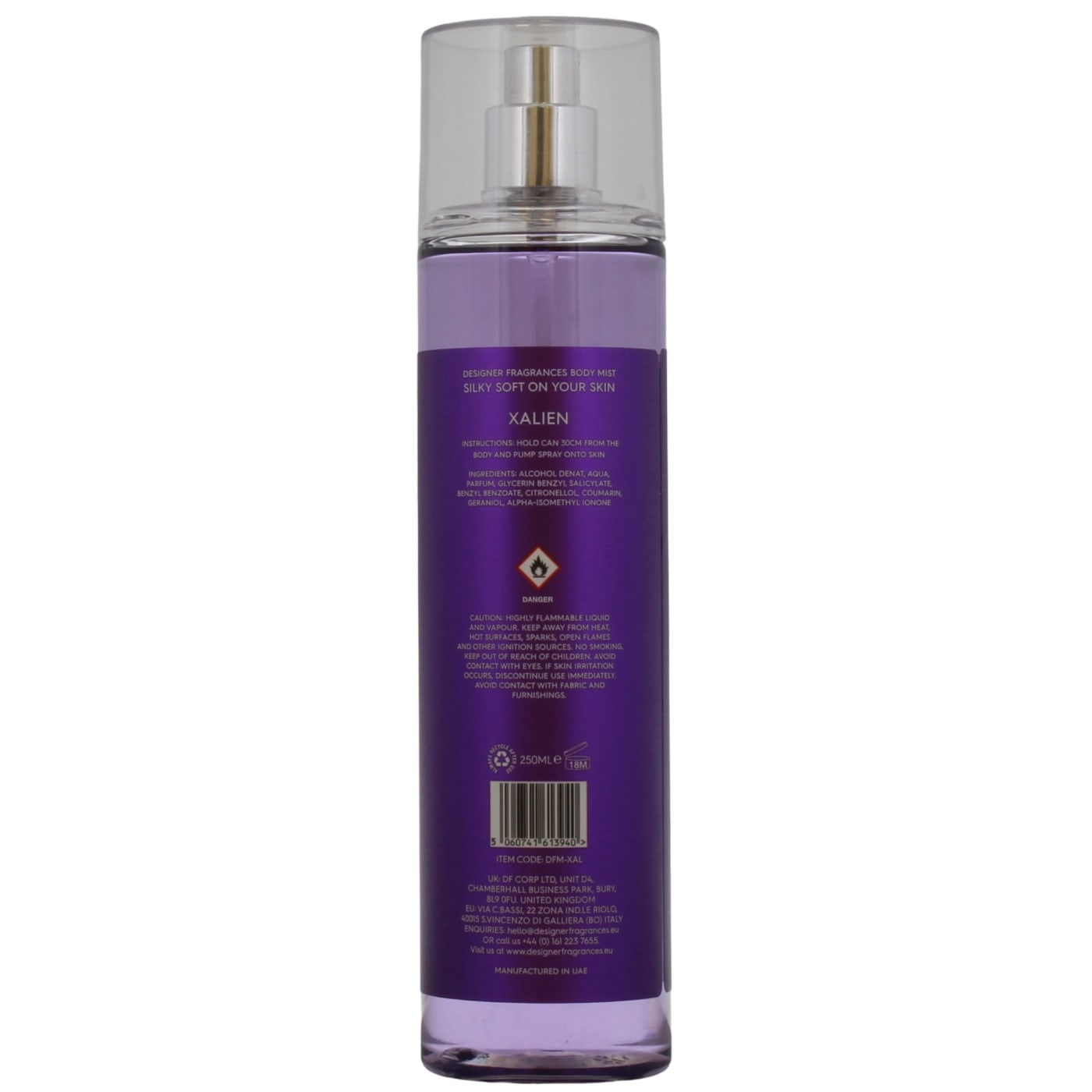 Designer Fragrances 250ml Body Mist Xalien (Export)