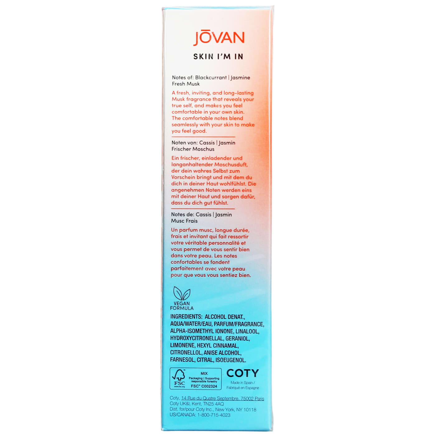 JOVAN MUSK 100ML EDP SPRAY SKIN IM IN