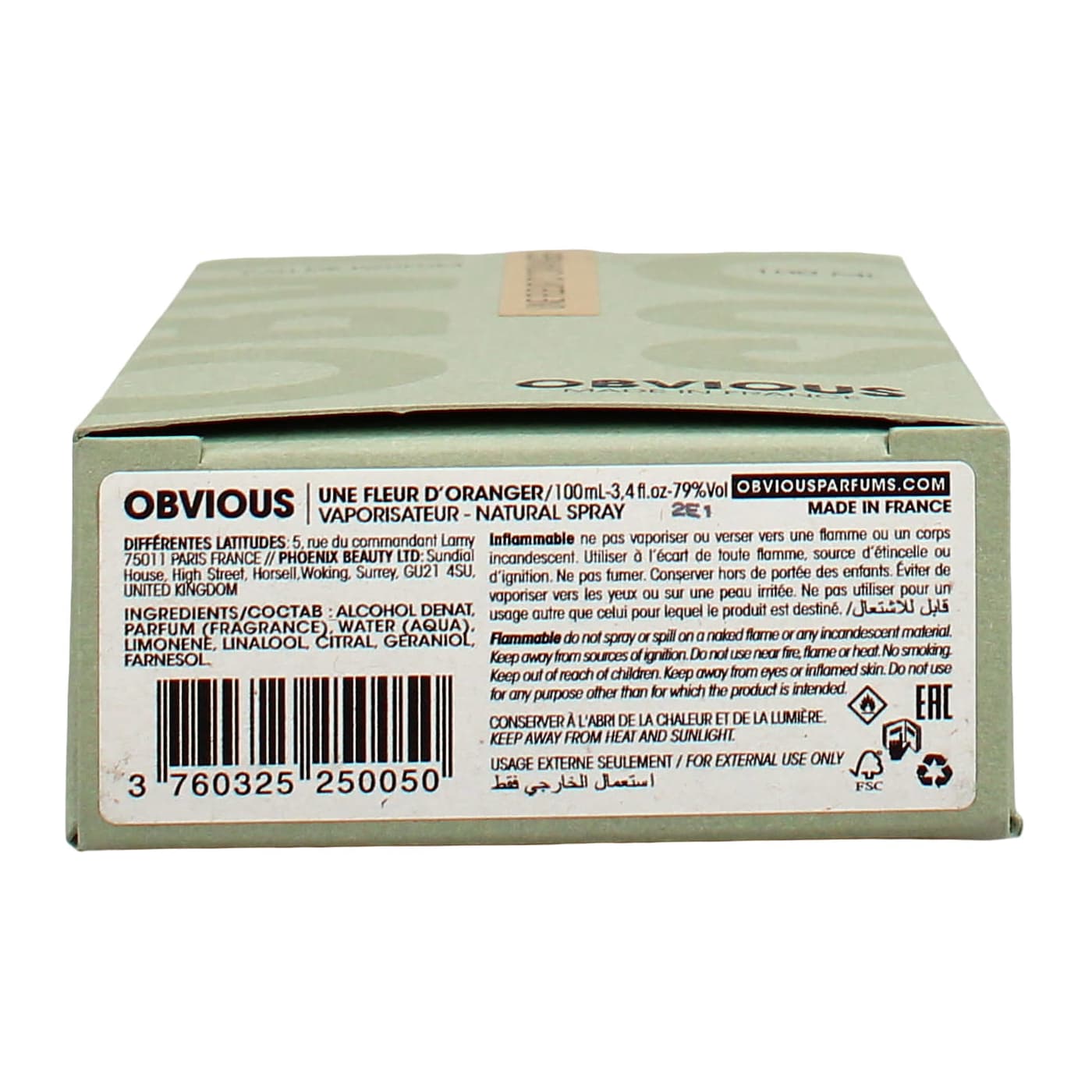 Obvious Une Fleur D'oranger 100ml EDP Spray